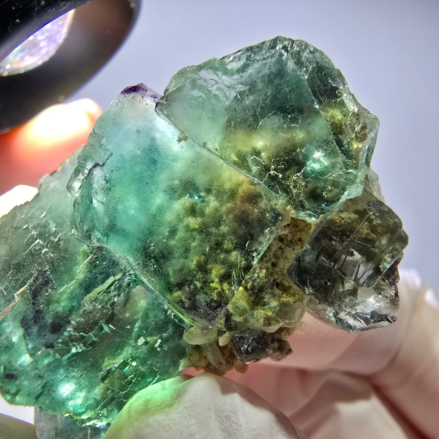 Rare spécimen de cube de fluorite fantôme, parqueté vert Okorusu, Namibie, 42 x 30 x 18 mm