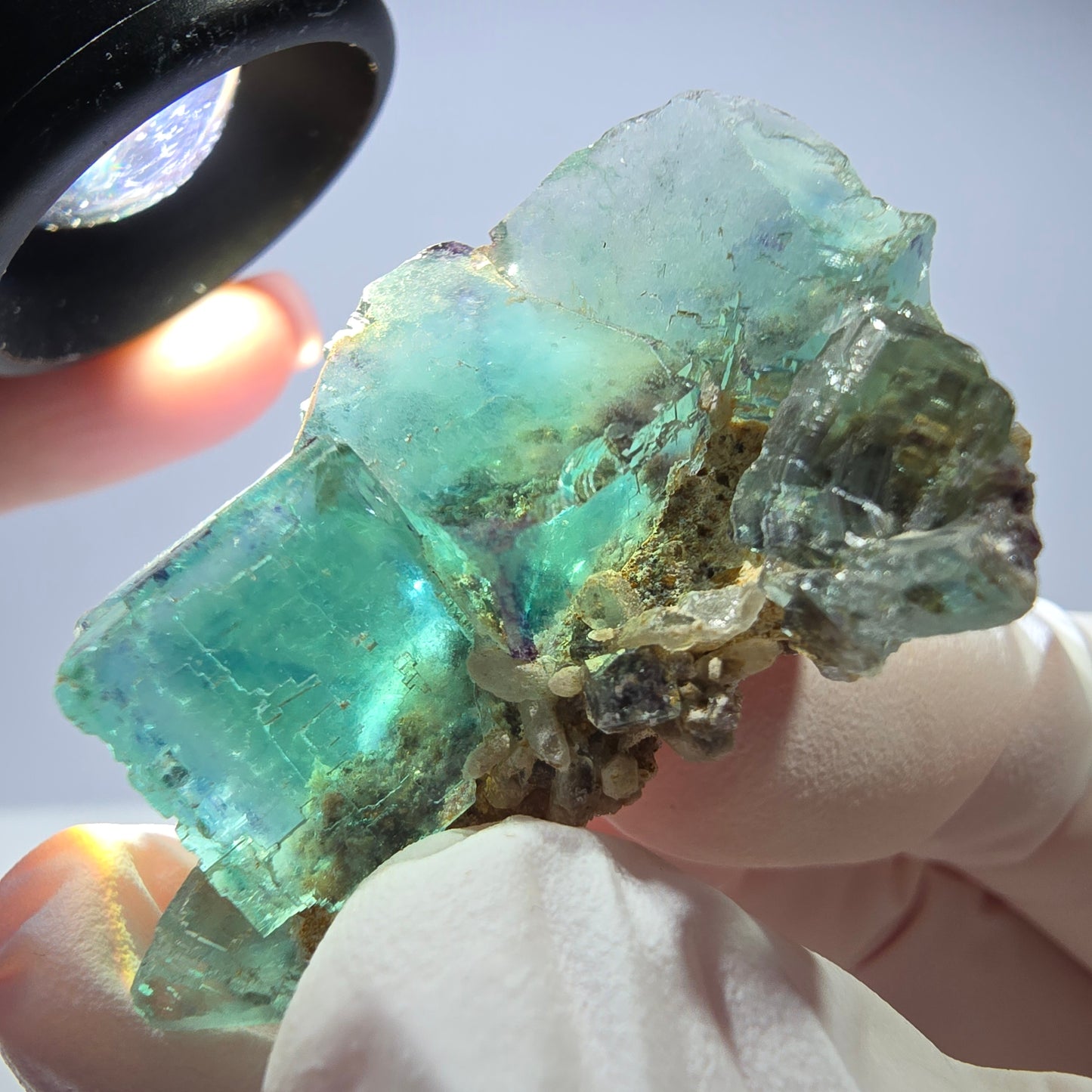 Rare spécimen de cube de fluorite fantôme, parqueté vert Okorusu, Namibie, 42 x 30 x 18 mm