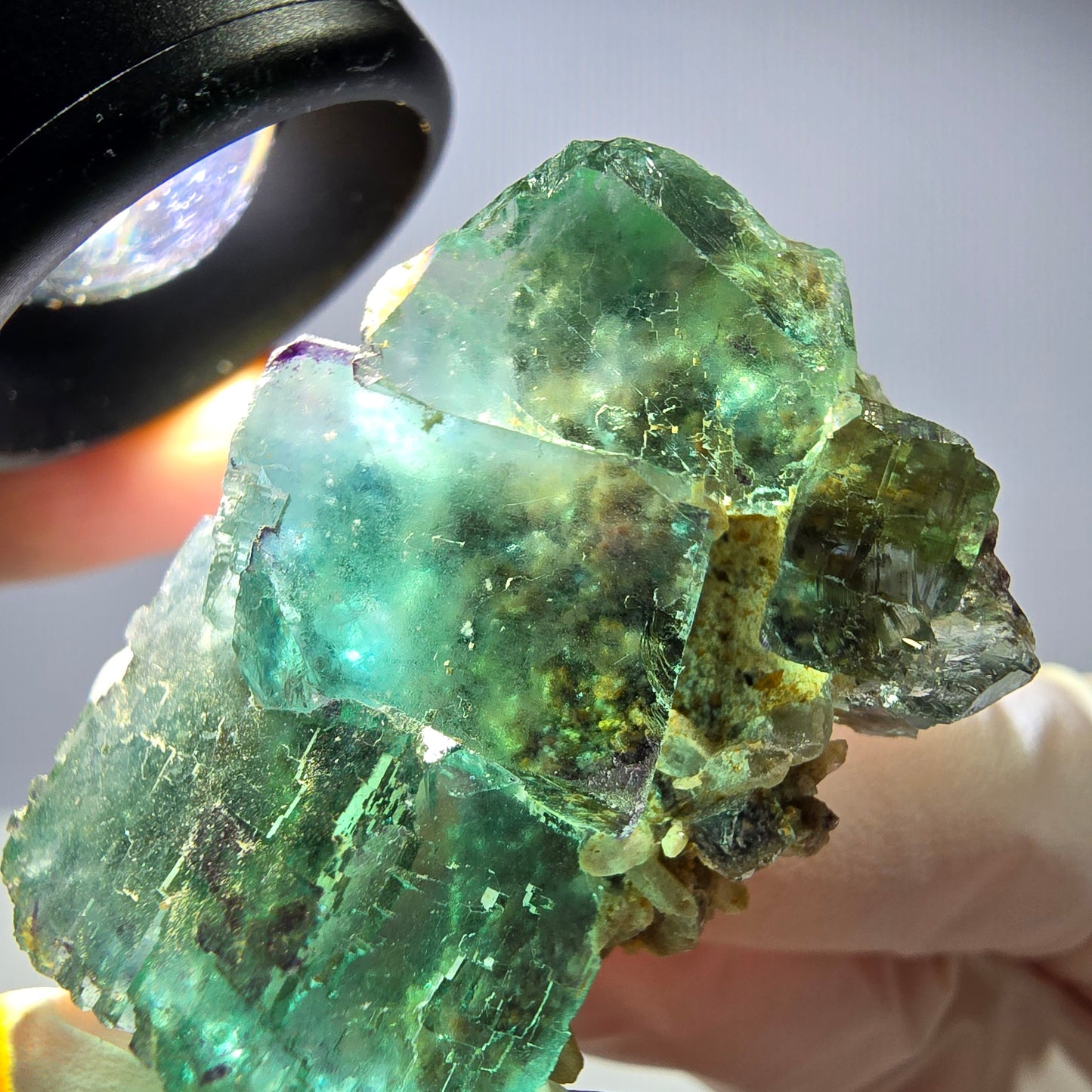 Rare spécimen de cube de fluorite fantôme, parqueté vert Okorusu, Namibie, 42 x 30 x 18 mm