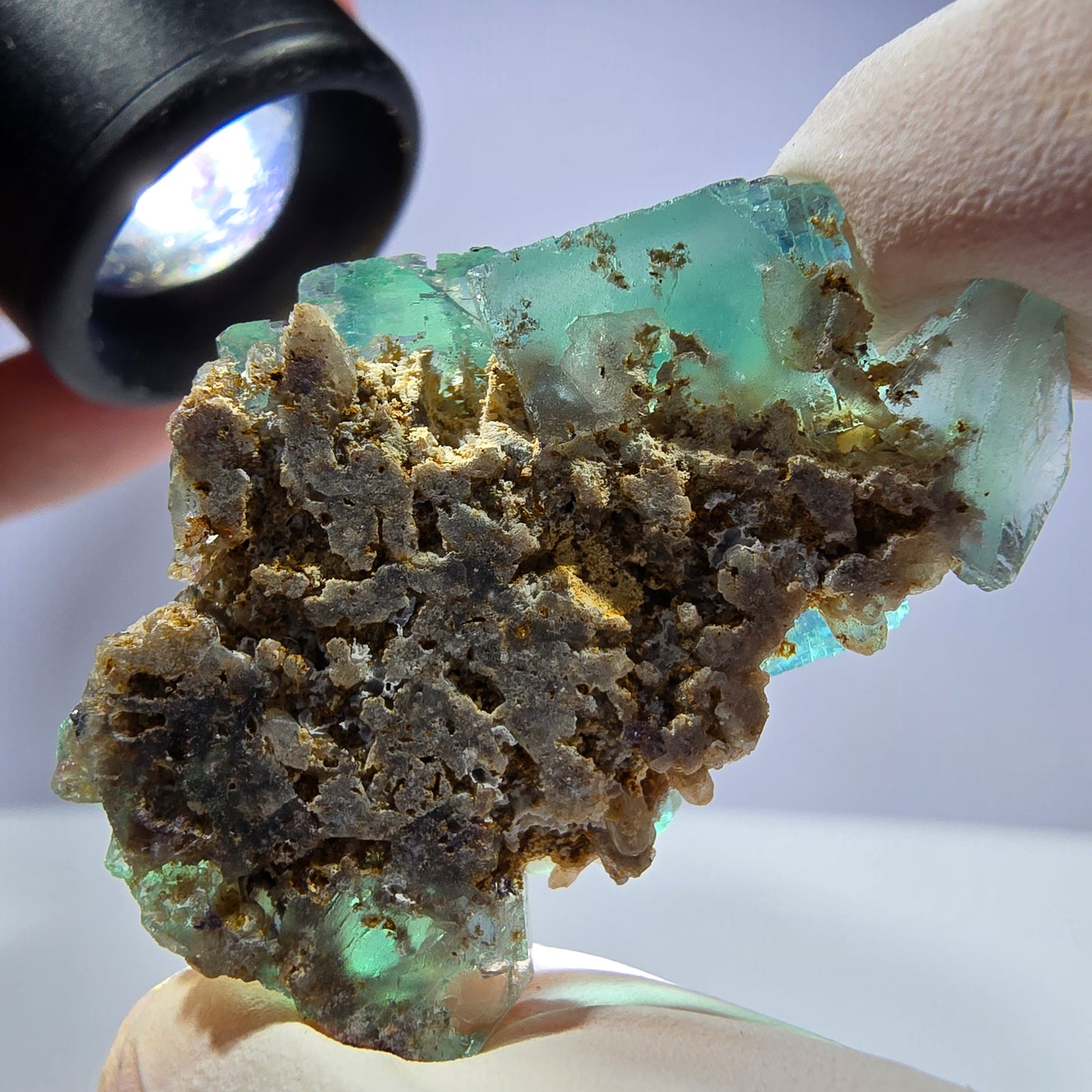 Rare spécimen de cube de fluorite fantôme, parqueté vert Okorusu, Namibie, 42 x 30 x 18 mm