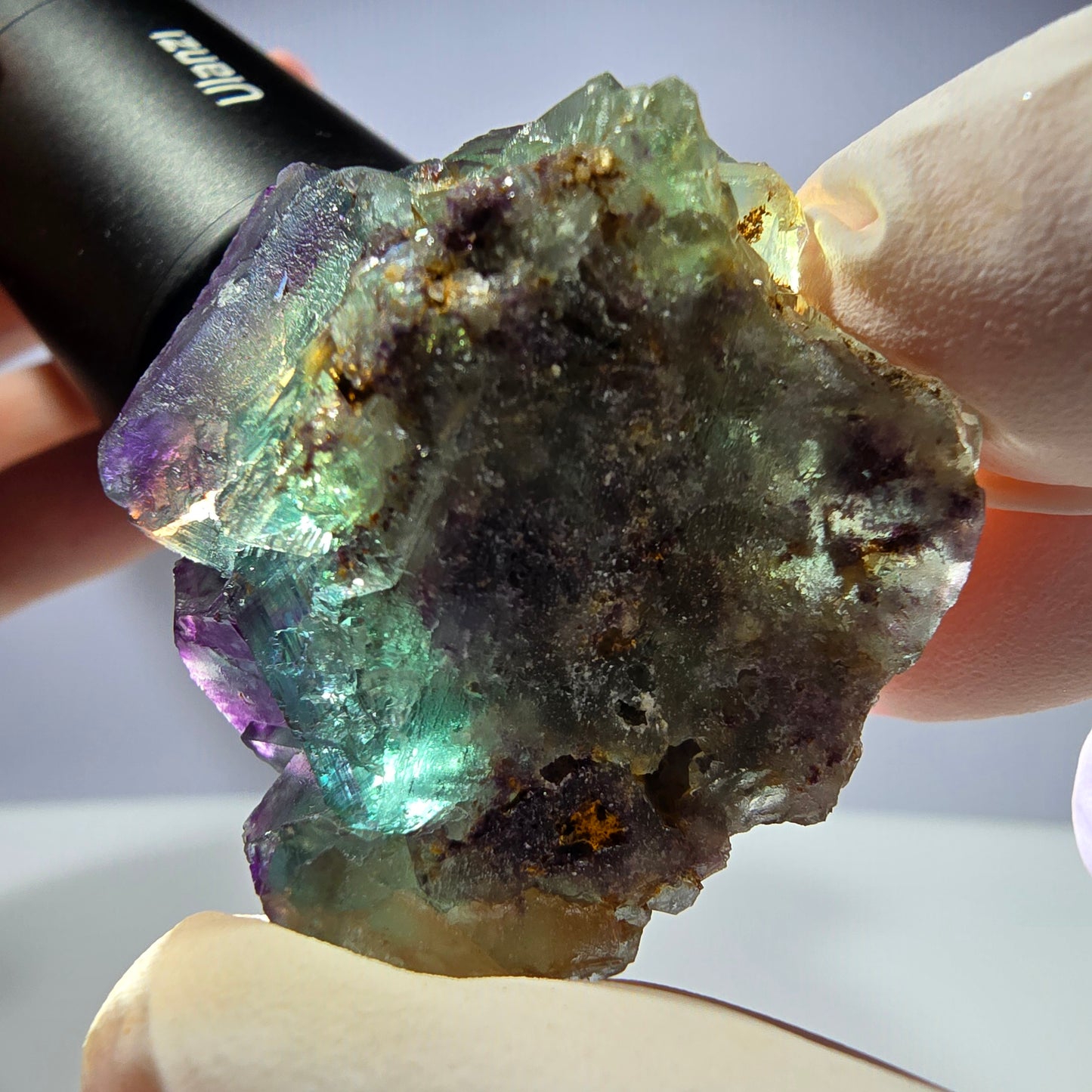 Spécimen de cube de fluorite fantôme parqueté vert violet Okorusu, Namibie 40*36*26 mm