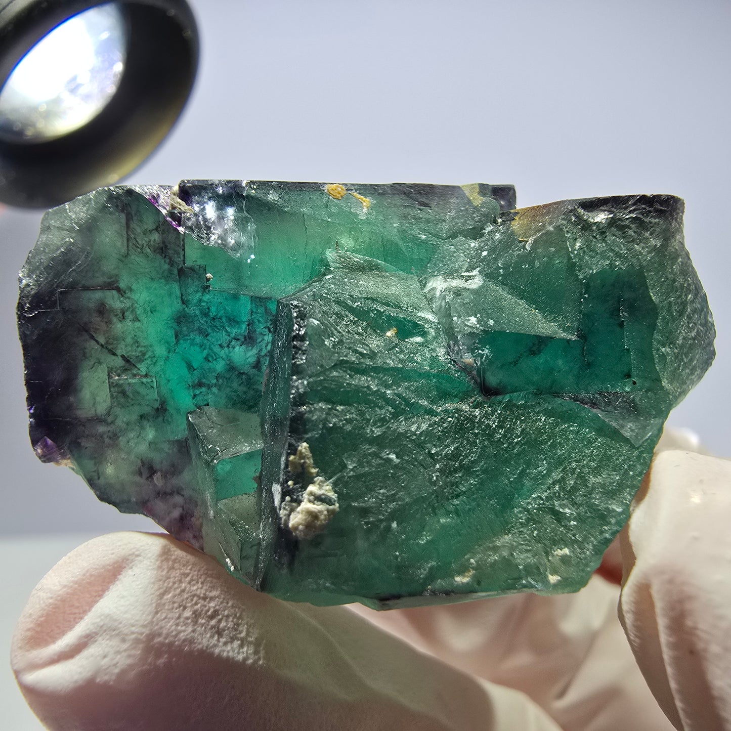 Spécimen de cube de fluorite fantôme parqueté vert violet Okorusu, Namibie 40*39*17 mm