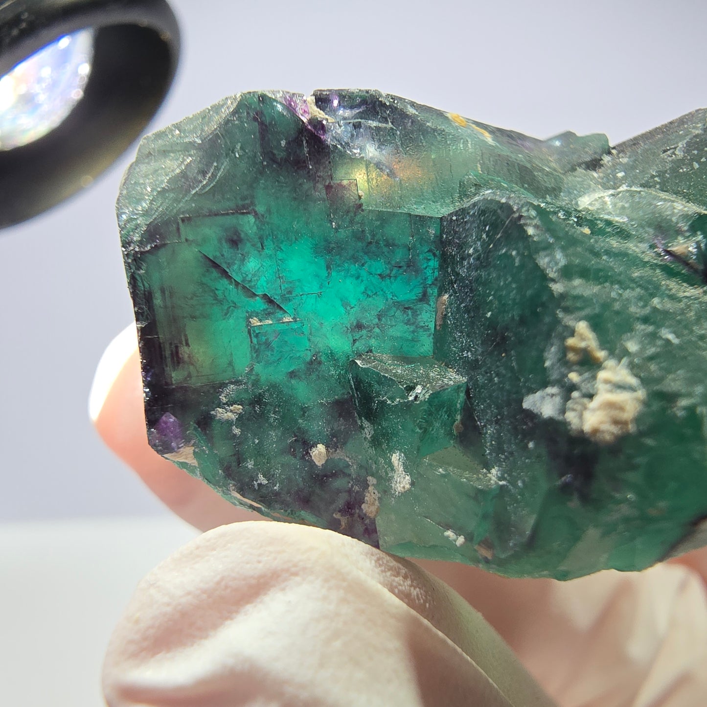 Spécimen de cube de fluorite fantôme parqueté vert violet Okorusu, Namibie 40*39*17 mm