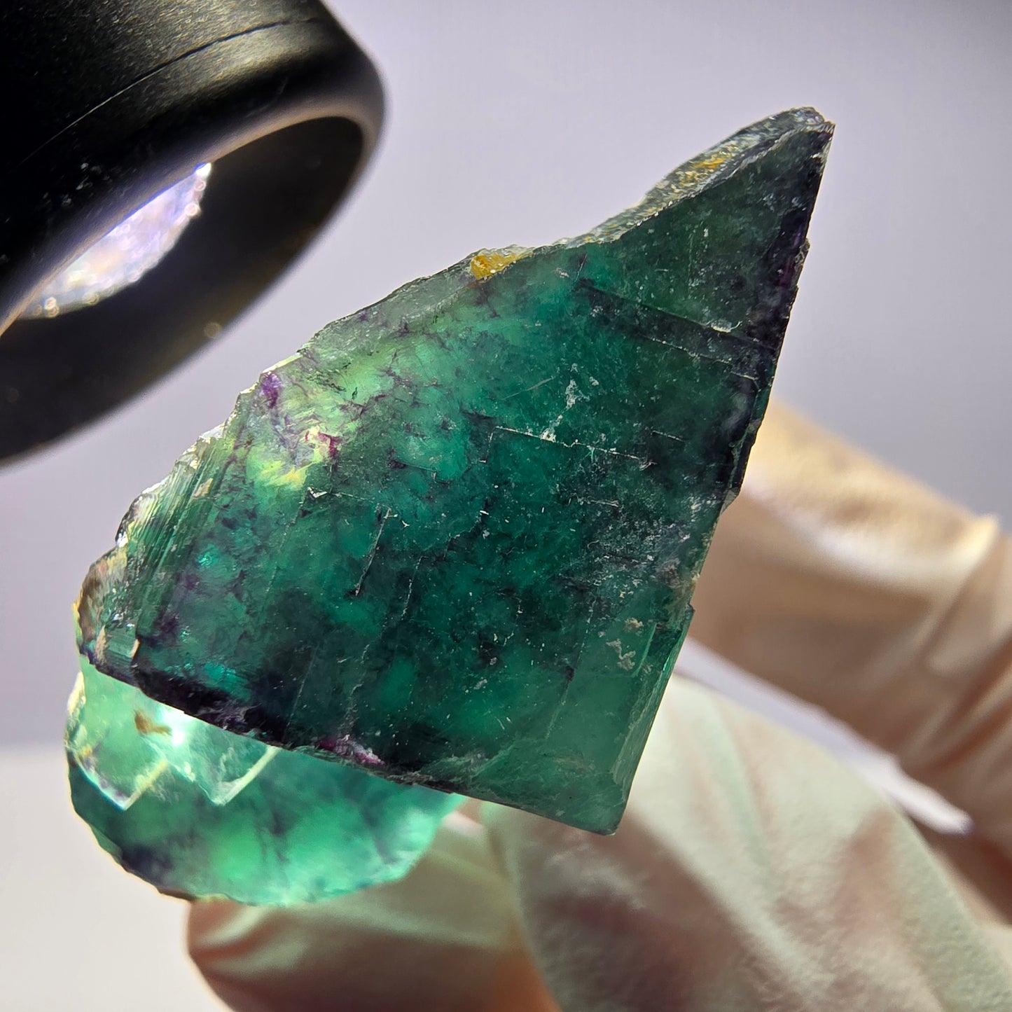 Spécimen de cube de fluorite fantôme parqueté vert violet Okorusu, Namibie 40*39*17 mm