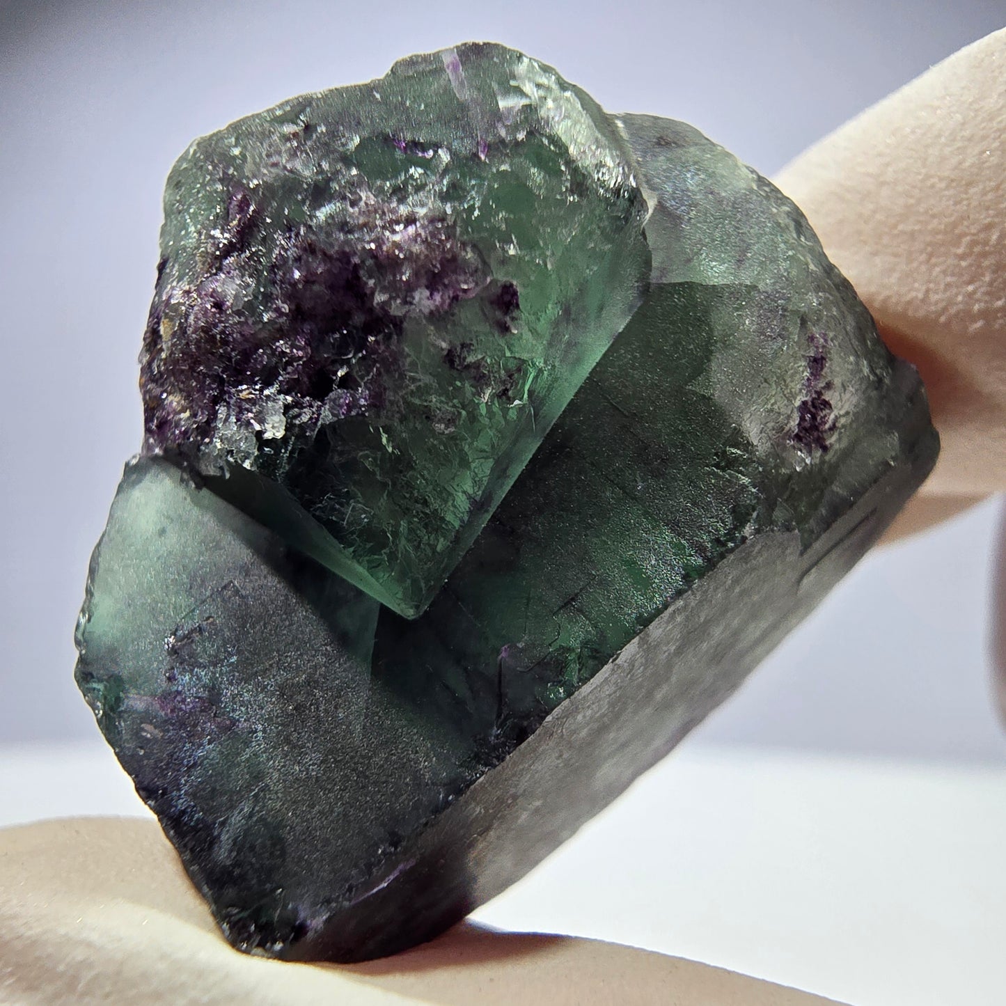 Spécimen de cube de fluorite fantôme parqueté vert violet Okorusu, Namibie 28*26*17 mm