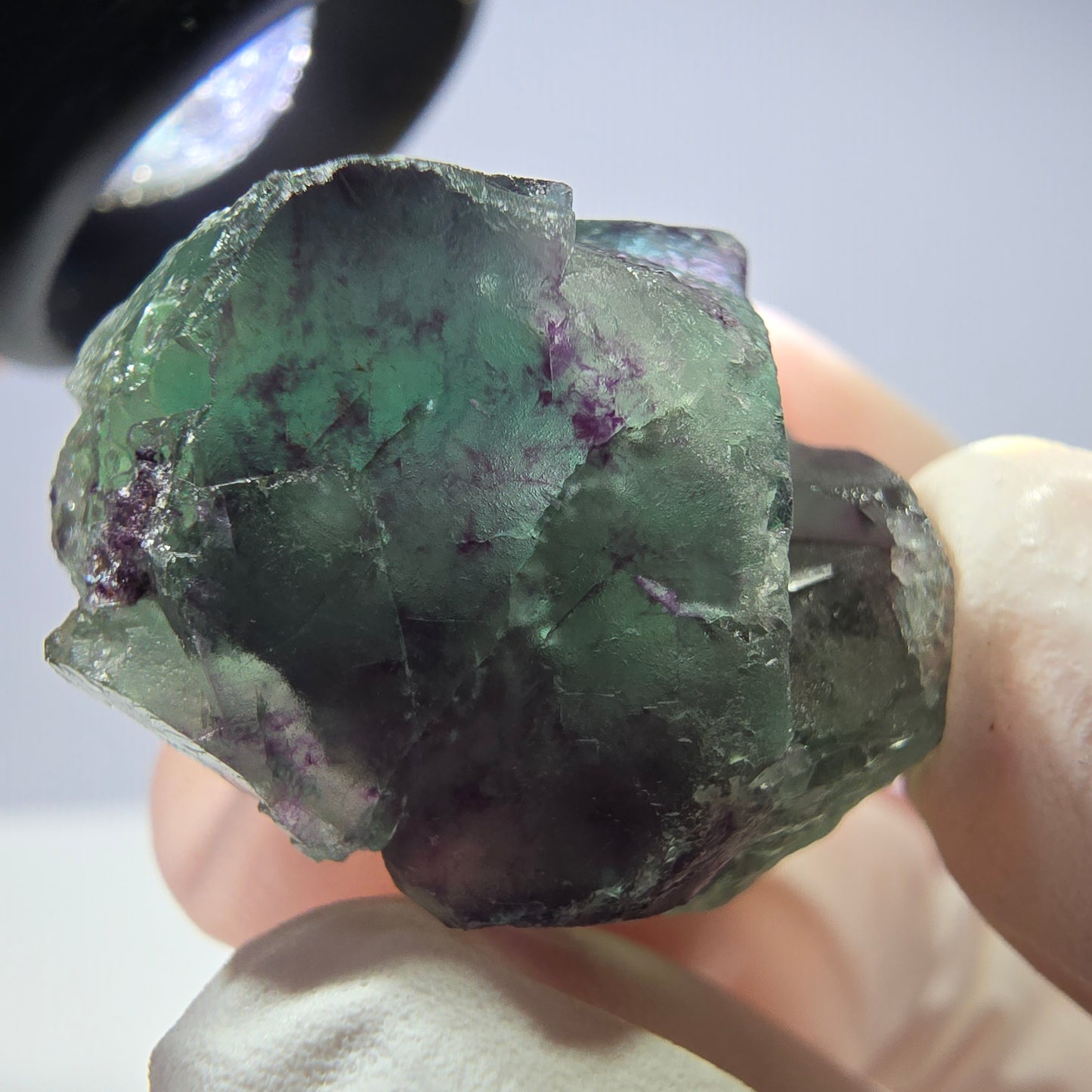Spécimen de cube de fluorite fantôme parqueté vert violet Okorusu, Namibie 28*26*17 mm