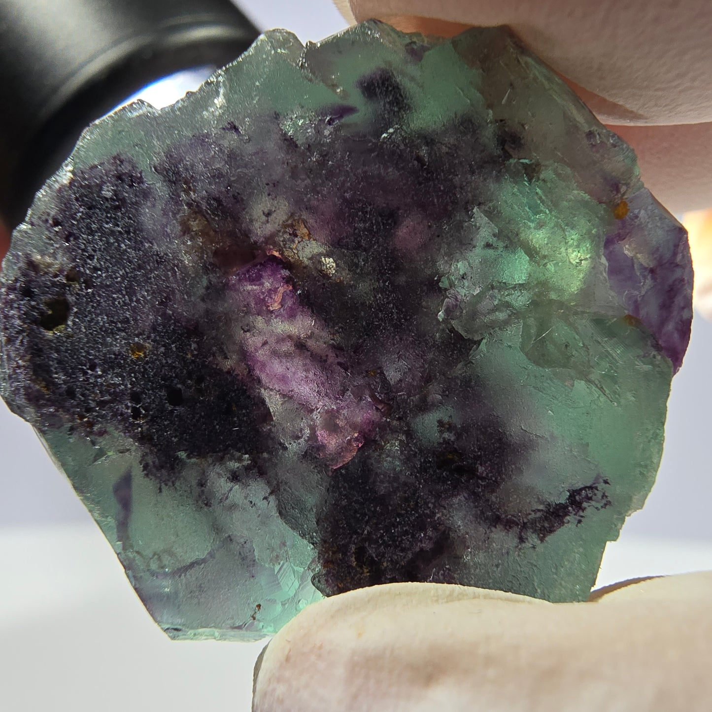 Spécimen de cube de fluorite fantôme parqueté vert violet Okorusu, Namibie 28*26*17 mm