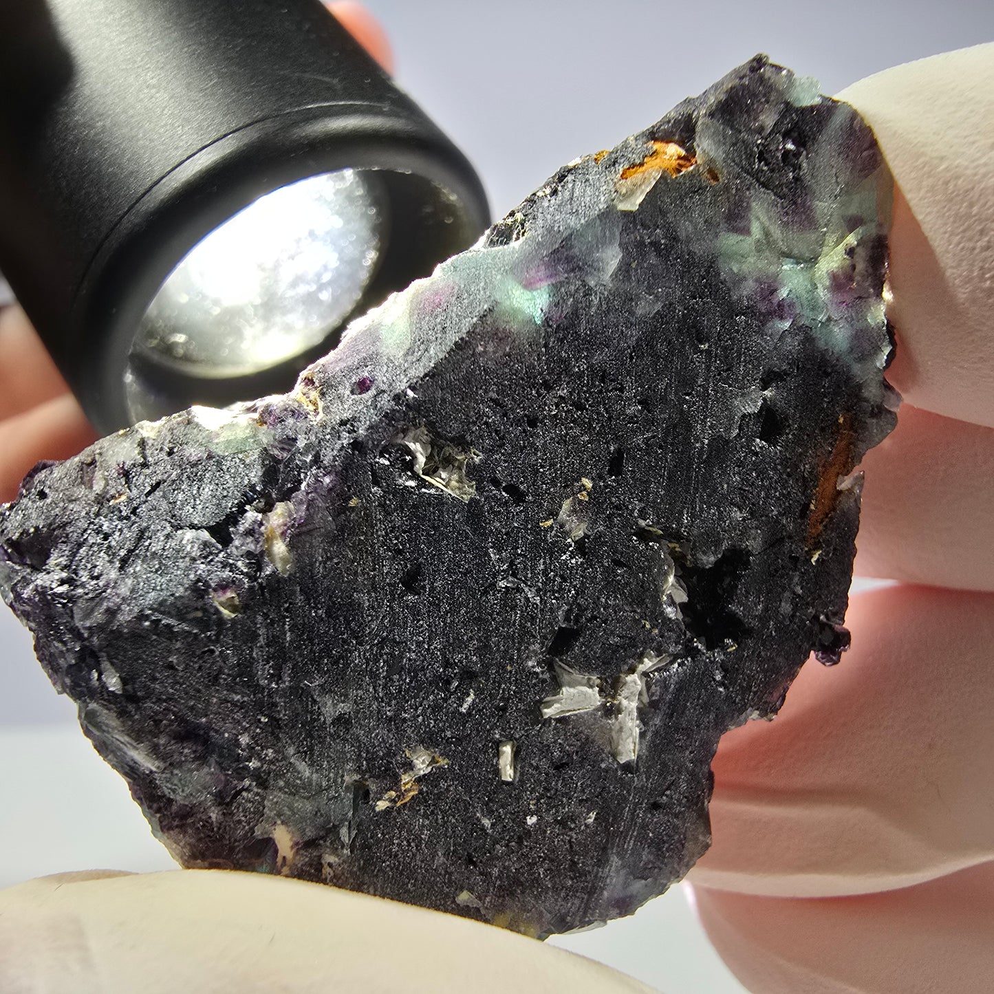 Rare spécimen de cube de fluorite fantôme, vert-violet, Okorusu, Namibie, 45 x 33 x 21 mm