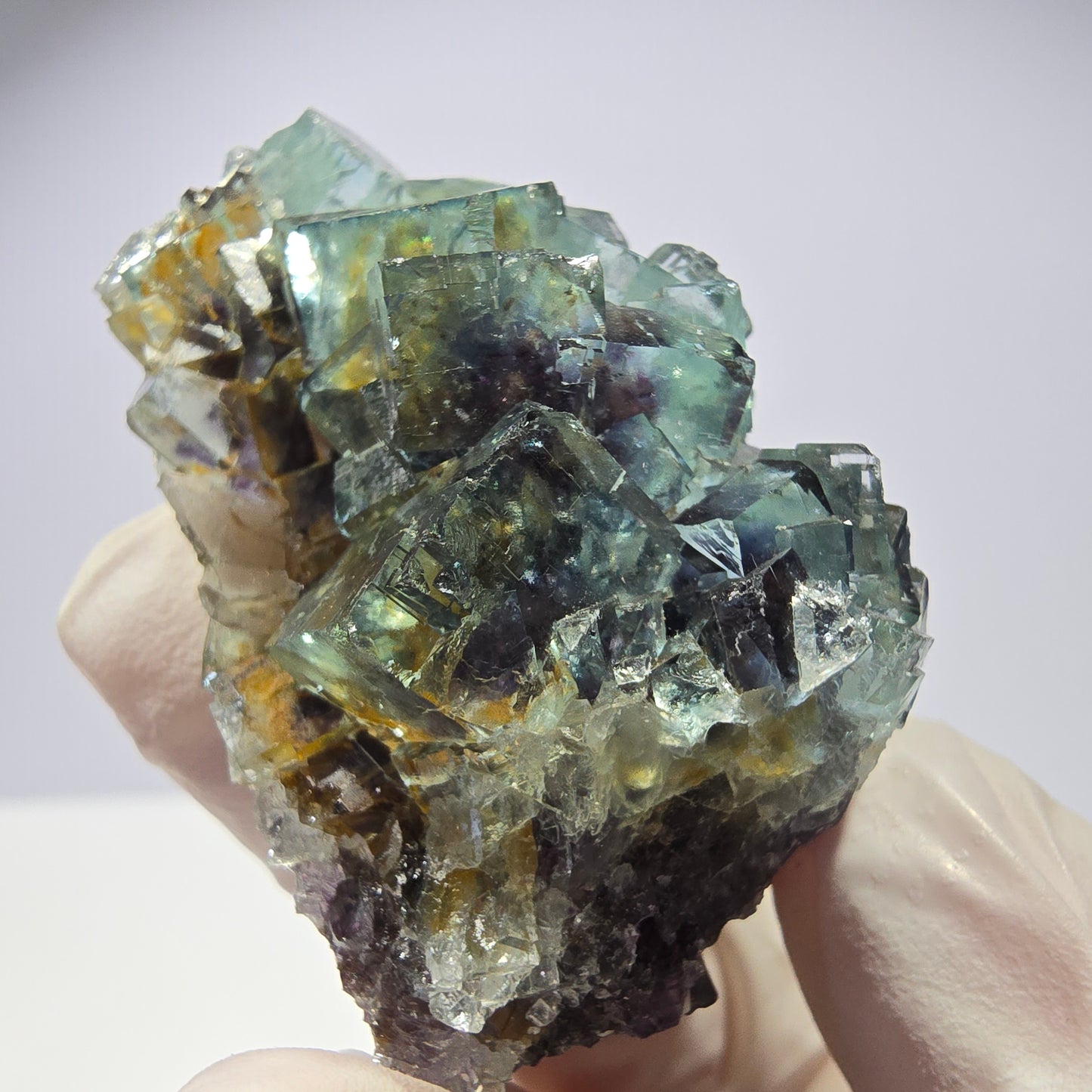 Spécimen de cube de fluorite fantôme très clair parqueté Okorusu, Namibie 49*36*26mm