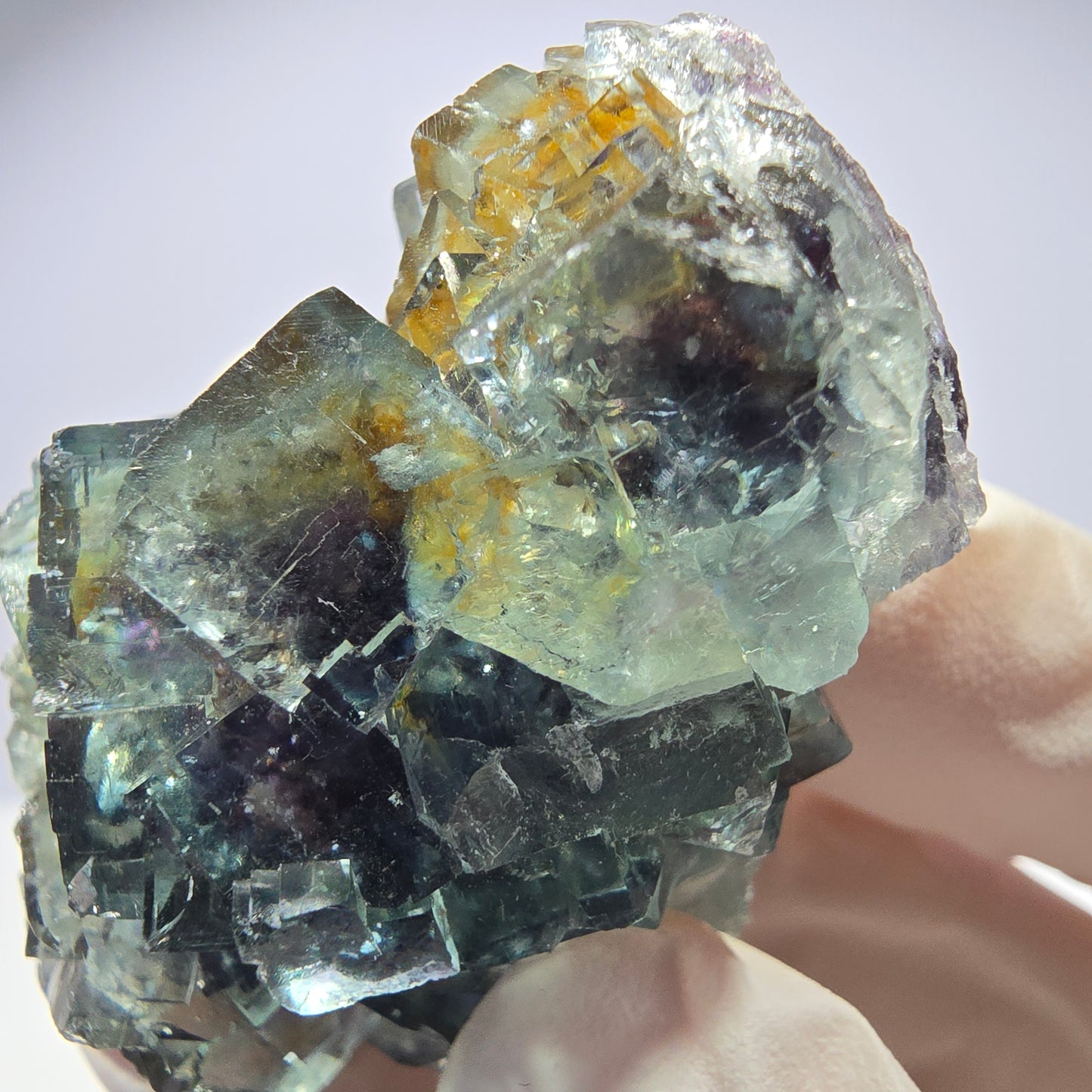 Spécimen de cube de fluorite fantôme très clair parqueté Okorusu, Namibie 49*36*26mm