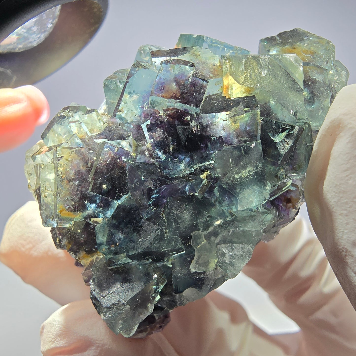 Spécimen de cube de fluorite fantôme très clair parqueté Okorusu, Namibie 49*36*26mm