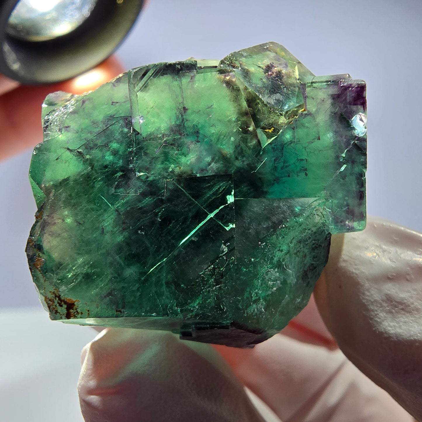 Spécimen de cube de fluorite fantôme parqueté vert violet Okorusu, Namibie 31*28*24mm