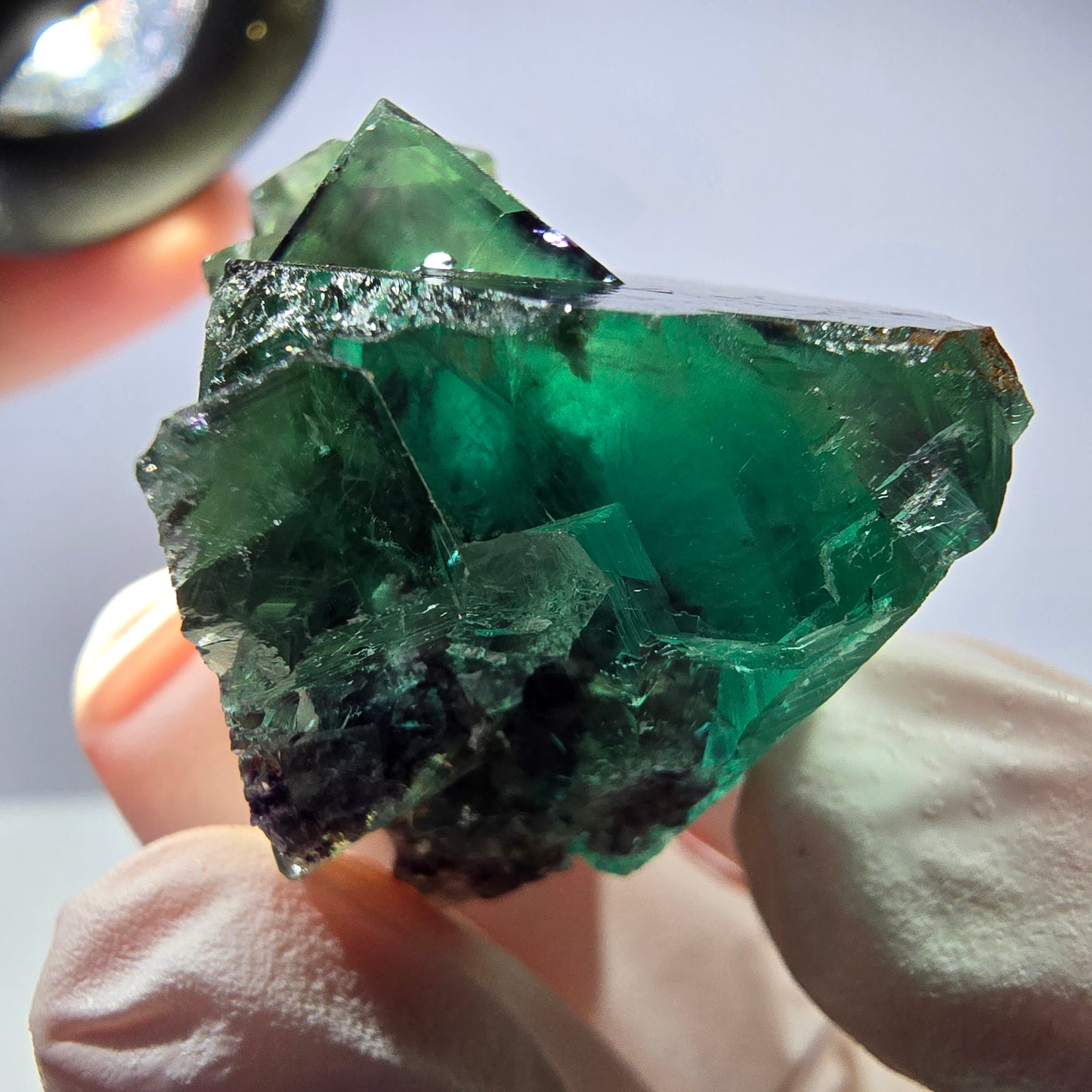 Spécimen de cube de fluorite fantôme parqueté vert violet Okorusu, Namibie 31*28*24mm