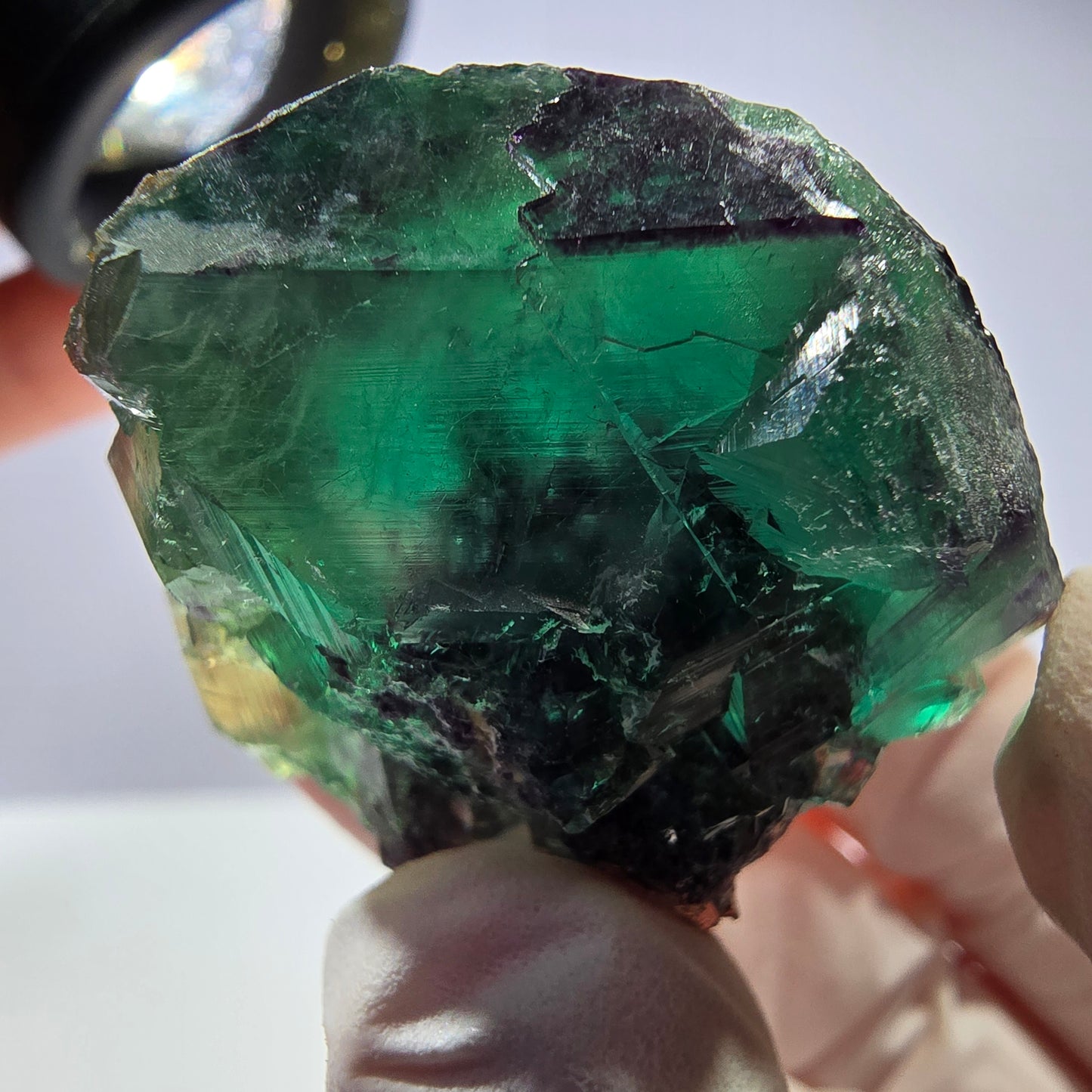 Spécimen de cube de fluorite fantôme parqueté vert violet Okorusu, Namibie 31*28*24mm