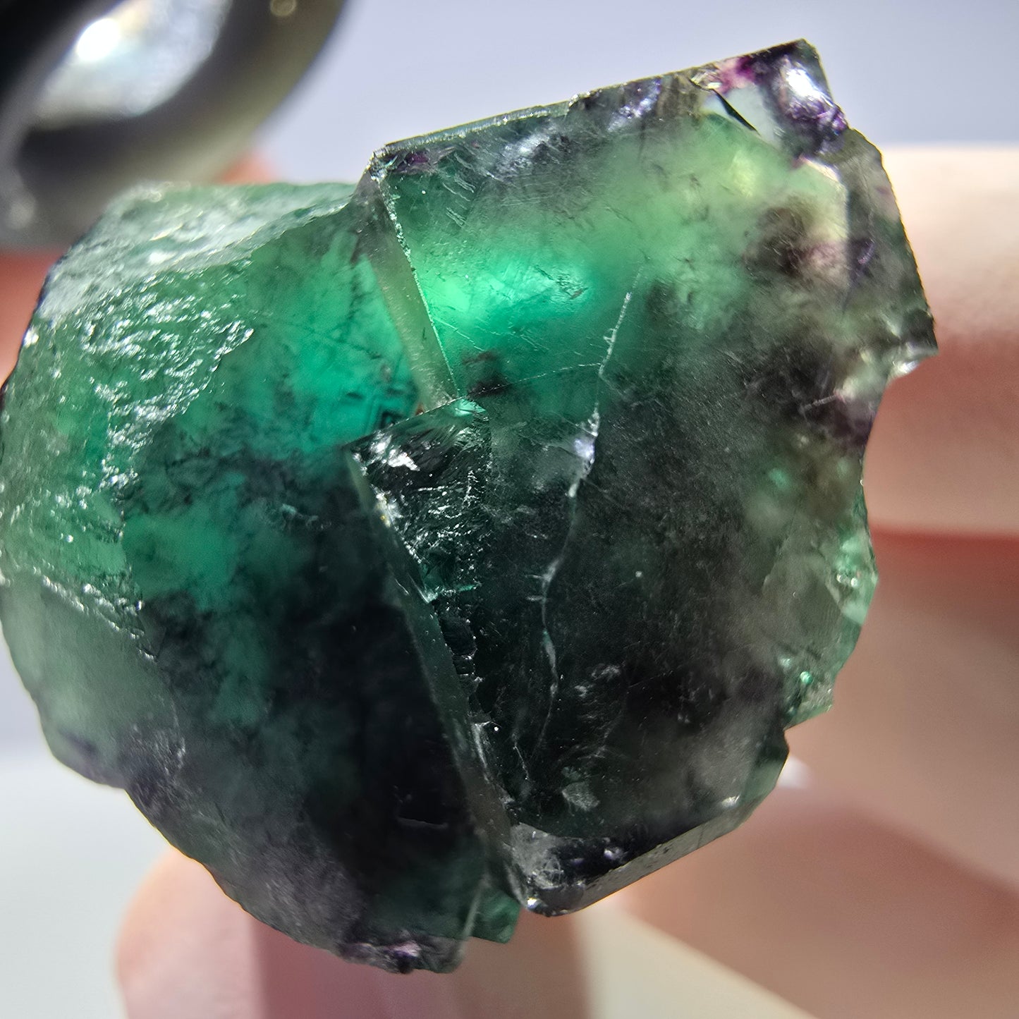 Spécimen de cube de fluorite fantôme parqueté vert violet Okorusu, Namibie 31*28*24mm