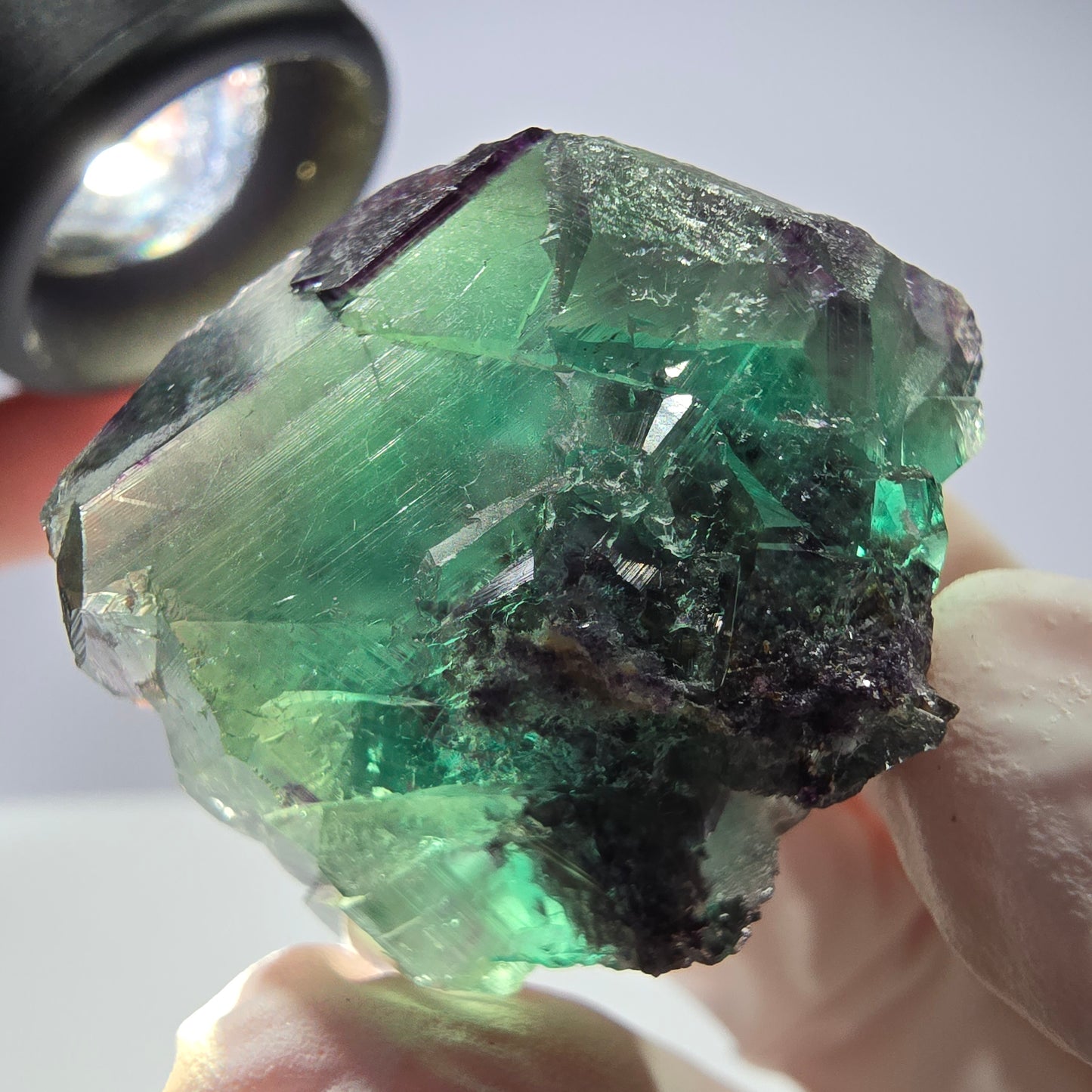 Spécimen de cube de fluorite fantôme parqueté vert violet Okorusu, Namibie 31*28*24mm
