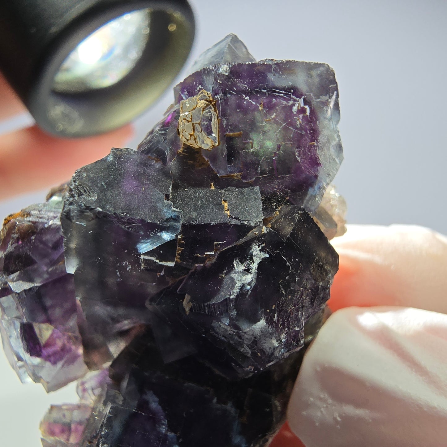 Spécimen de cube de fluorite fantôme parqueté vert violet Okorusu, Namibie 34*32*18 mm