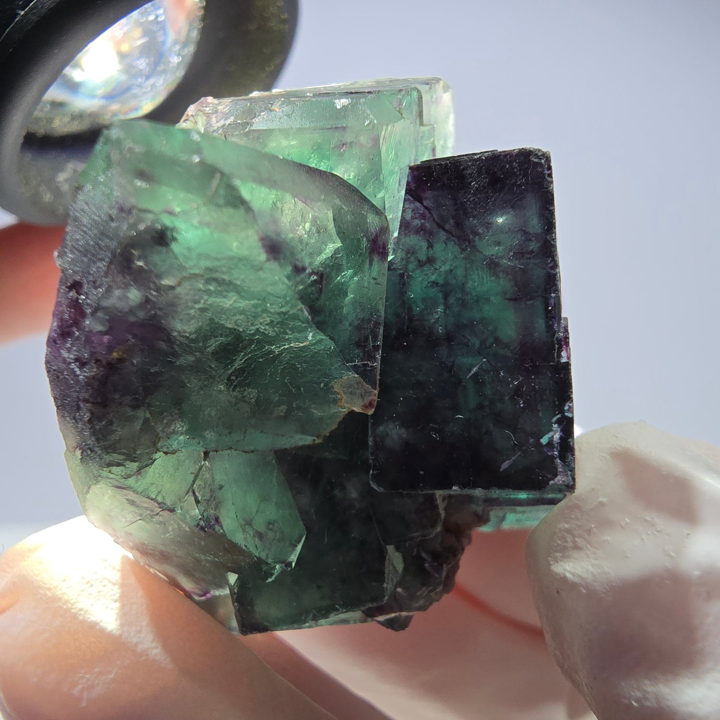 Spécimen de cube de fluorite fantôme parqueté vert violet Okorusu, Namibie 32*31*24 mm