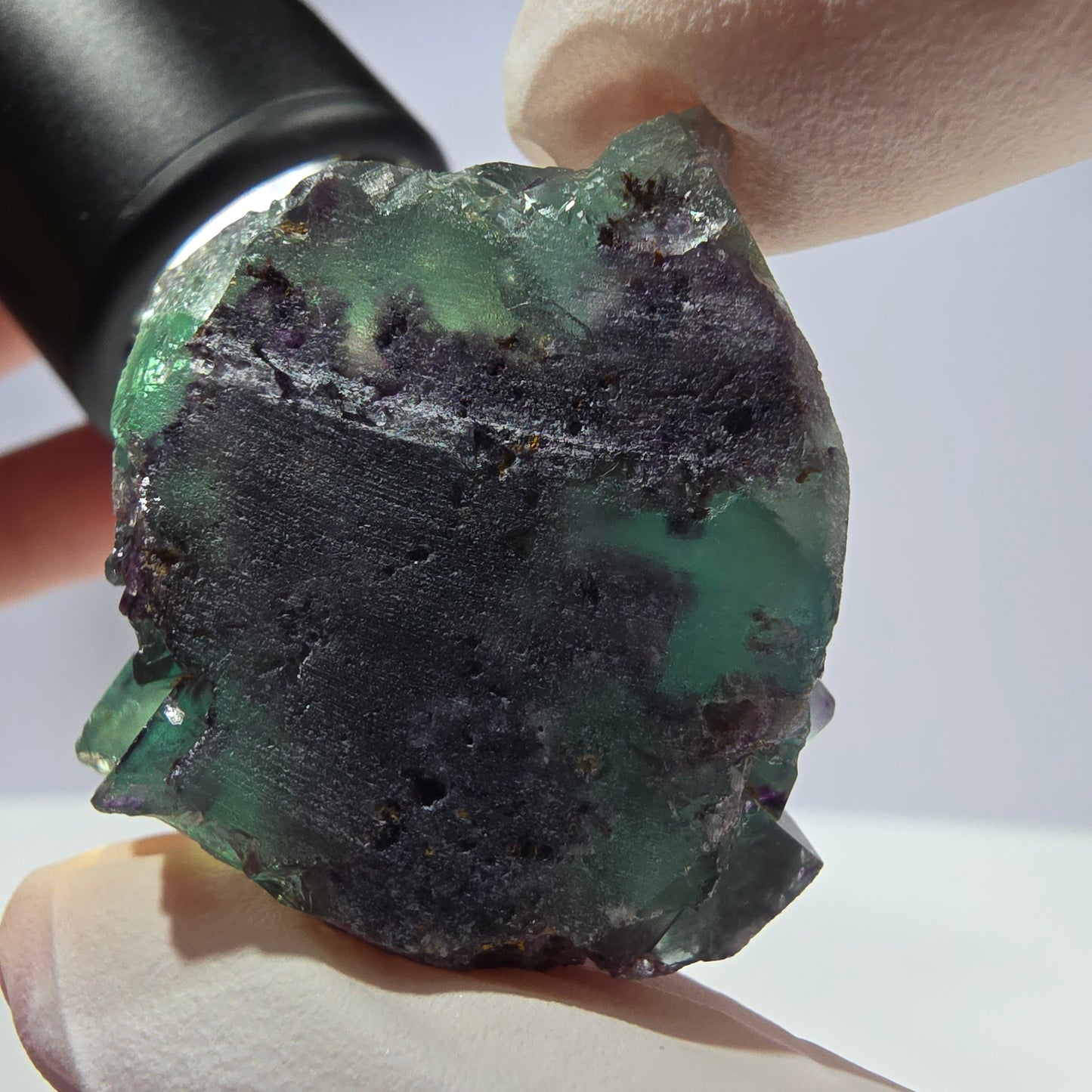 Spécimen de cube de fluorite fantôme parqueté vert violet Okorusu, Namibie 32*31*24 mm