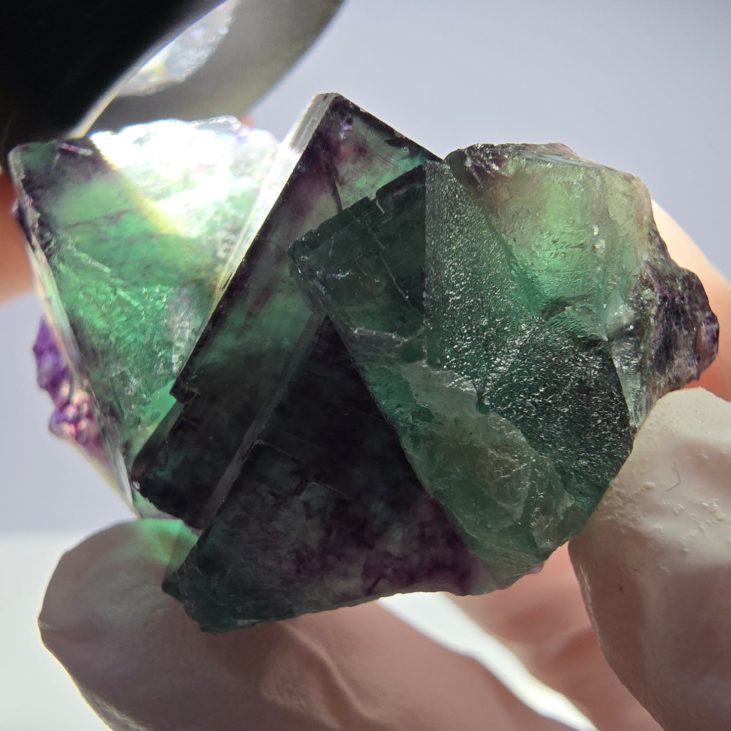Spécimen de cube de fluorite fantôme parqueté vert violet Okorusu, Namibie 45*28*25 mm