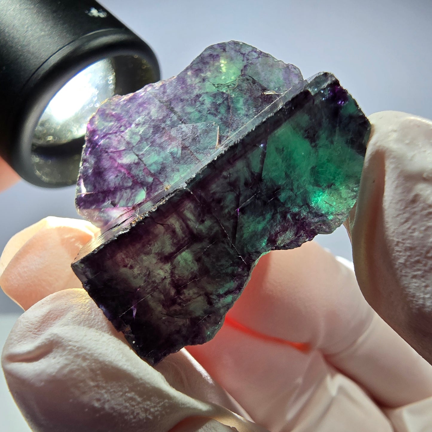 Spécimen de cube de fluorite fantôme parqueté vert violet Okorusu, Namibie 30*30*17 mm