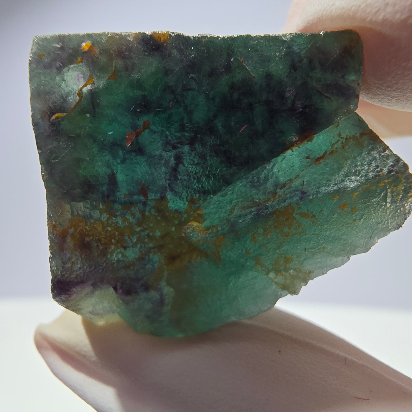 Spécimen de cube de fluorite fantôme parqueté vert violet Okorusu, Namibie 33*28*26mm