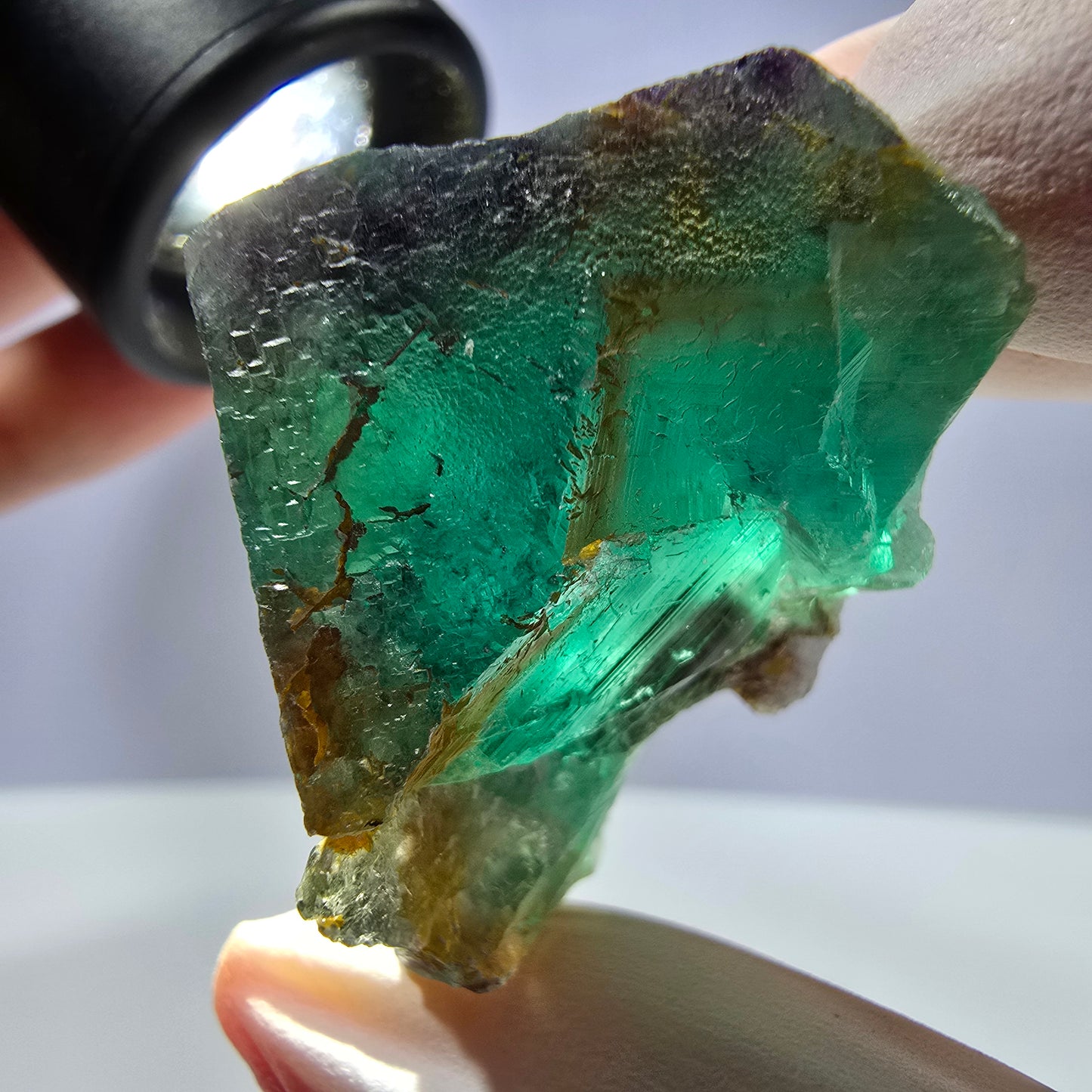 Spécimen de cube de fluorite fantôme parqueté vert violet Okorusu, Namibie 33*28*26mm
