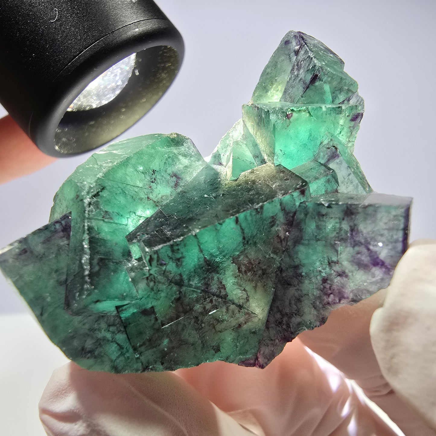Spécimen de cube de fluorite fantôme parqueté vert violet Okorusu, Namibie 46*34*32mm