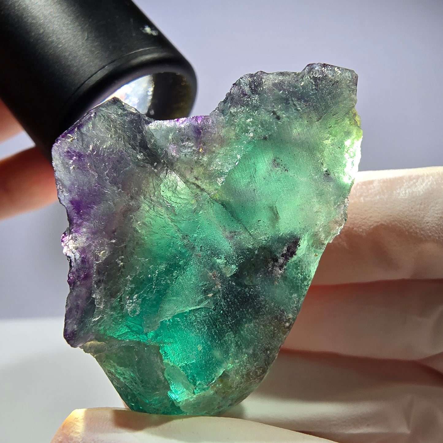 Spécimen de cube de fluorite fantôme parqueté vert violet Okorusu, Namibie 46*34*32mm