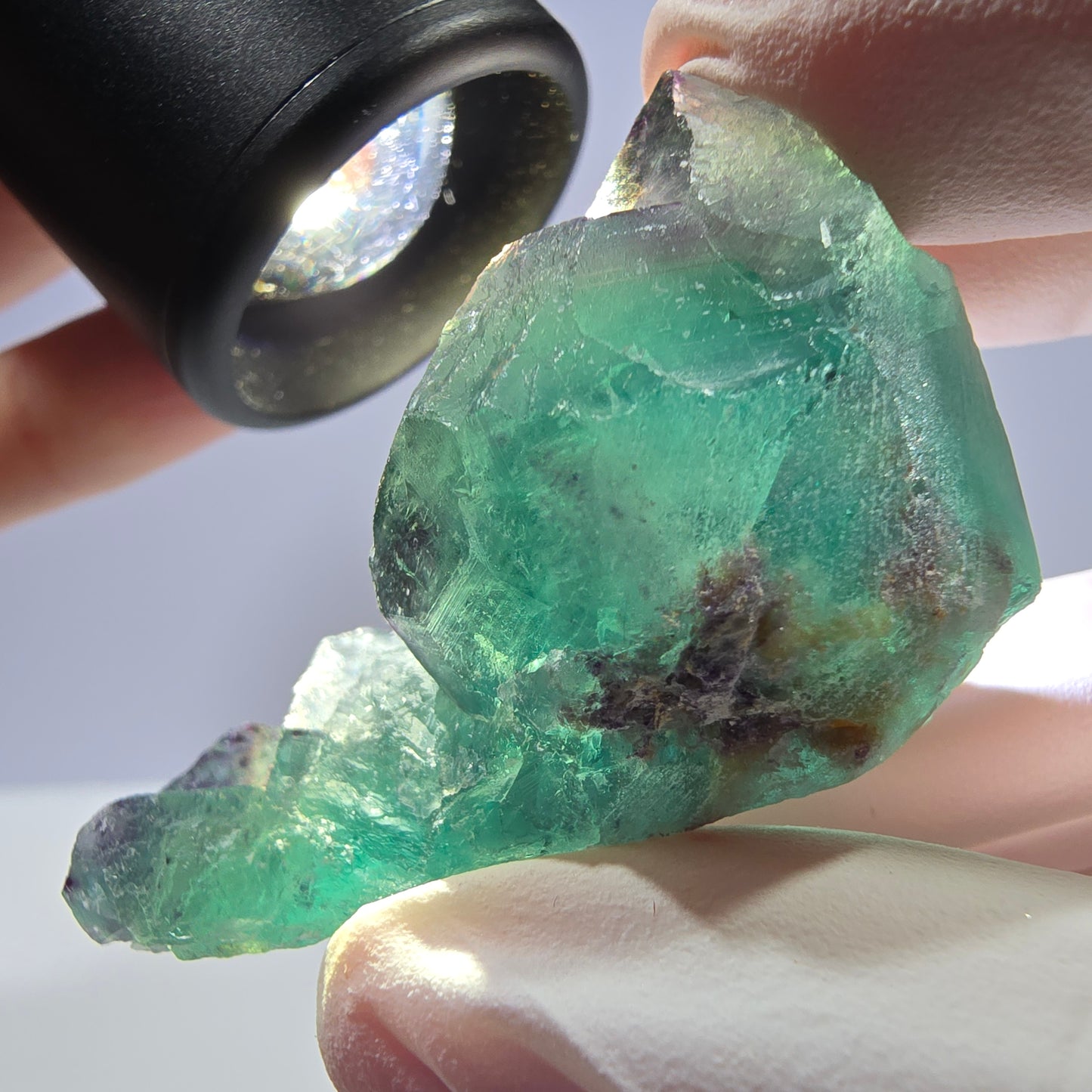 Spécimen de cube de fluorite fantôme parqueté vert violet Okorusu, Namibie 46*34*32mm