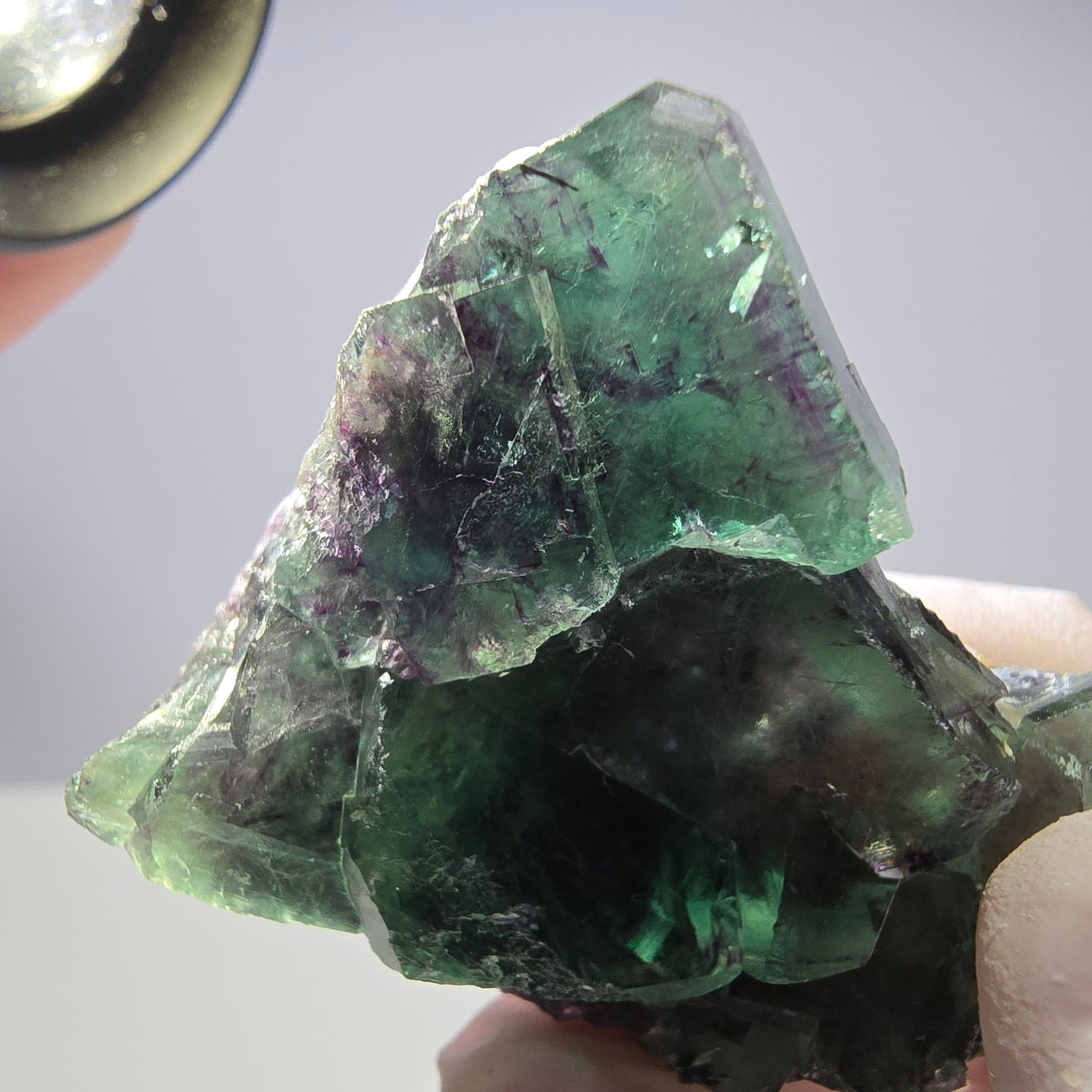 Spécimen de cube de fluorite fantôme parqueté vert violet Okorusu, Namibie 41*35*18mm