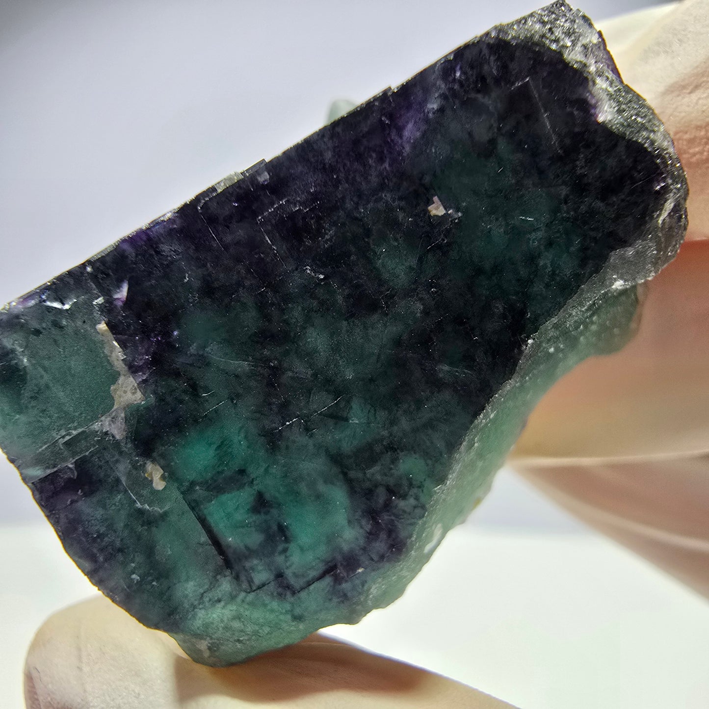 Spécimen de cube de fluorite fantôme parqueté vert violet Okorusu, Namibie 38*29*25 mm