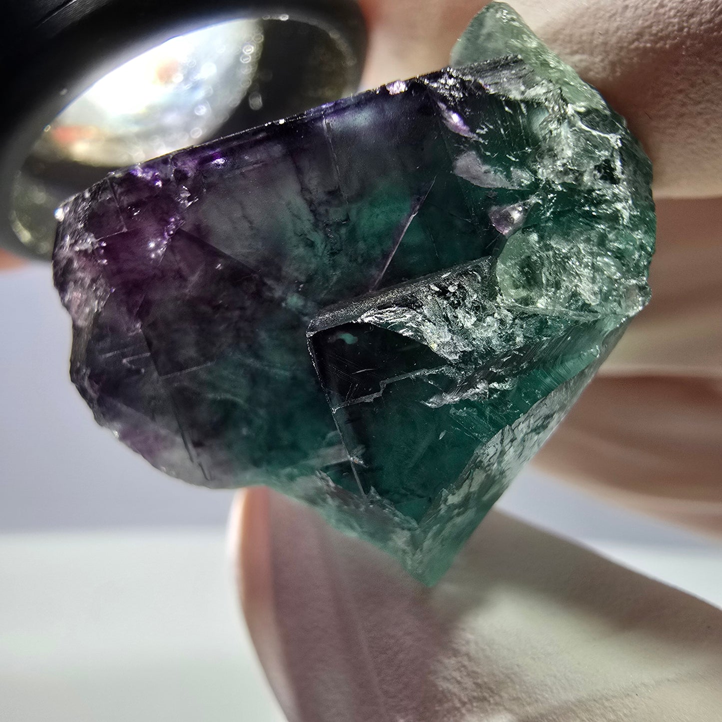 Spécimen de cube de fluorite fantôme parqueté vert violet Okorusu, Namibie 38*29*25 mm