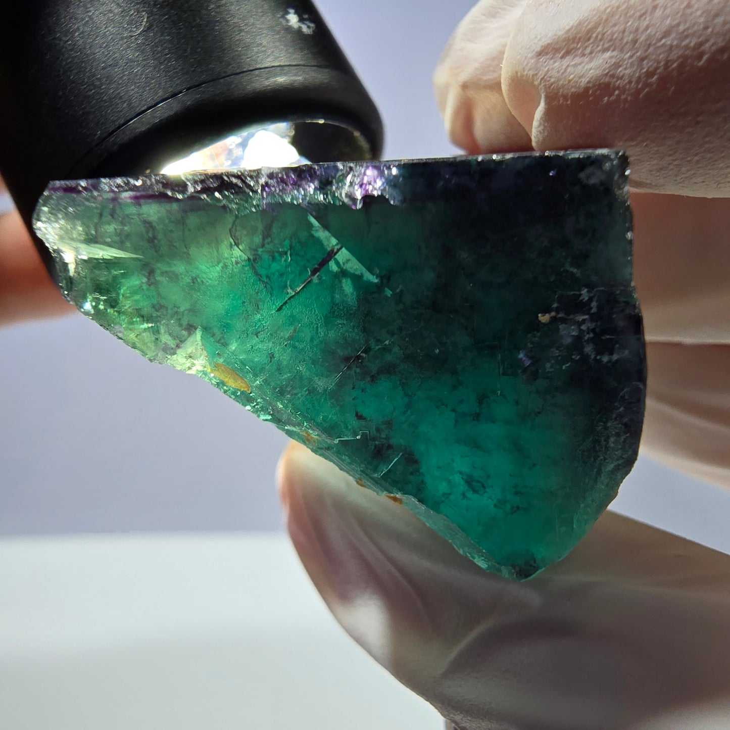 Spécimen de cube de fluorite fantôme parqueté vert violet Okorusu, Namibie 38*29*25 mm