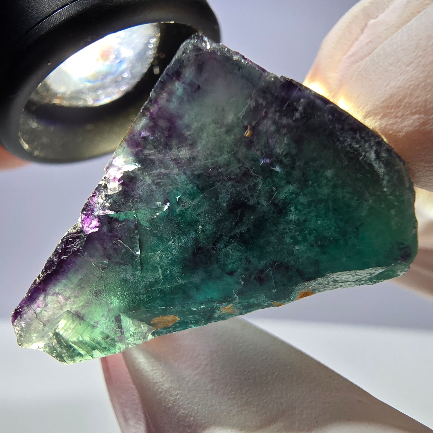 Spécimen de cube de fluorite fantôme parqueté vert violet Okorusu, Namibie 38*29*25 mm