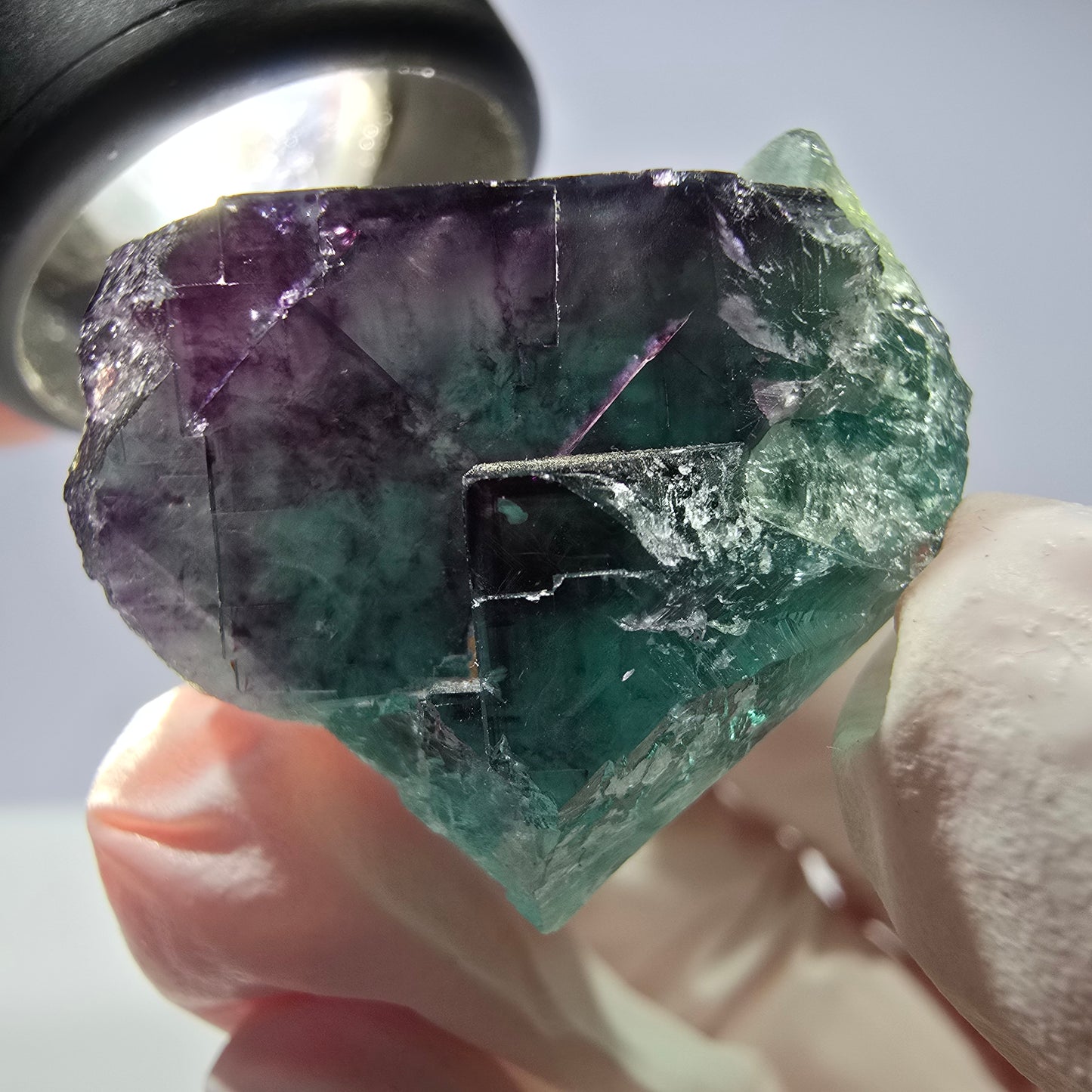 Spécimen de cube de fluorite fantôme parqueté vert violet Okorusu, Namibie 38*29*25 mm