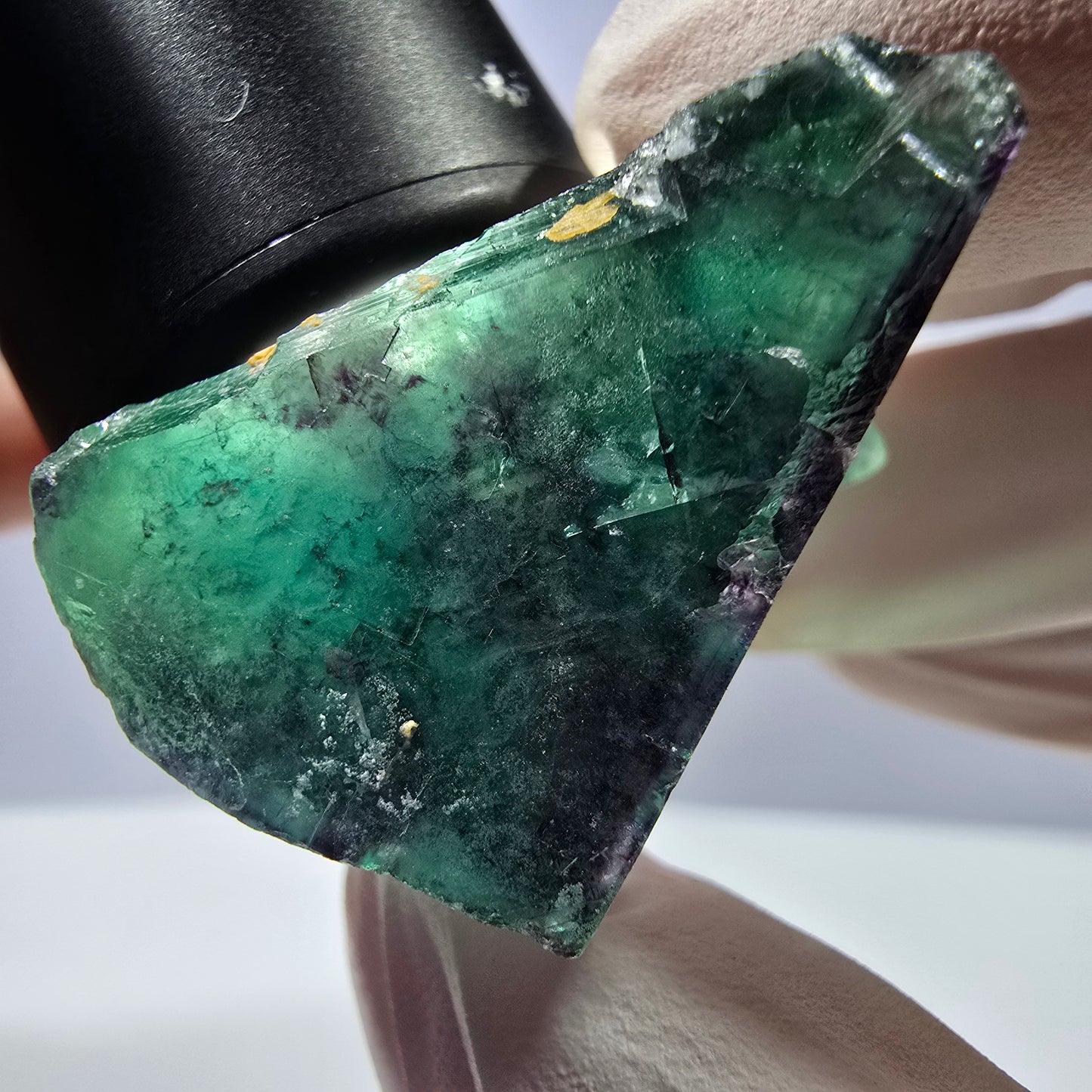 Spécimen de cube de fluorite fantôme parqueté vert violet Okorusu, Namibie 38*29*25 mm