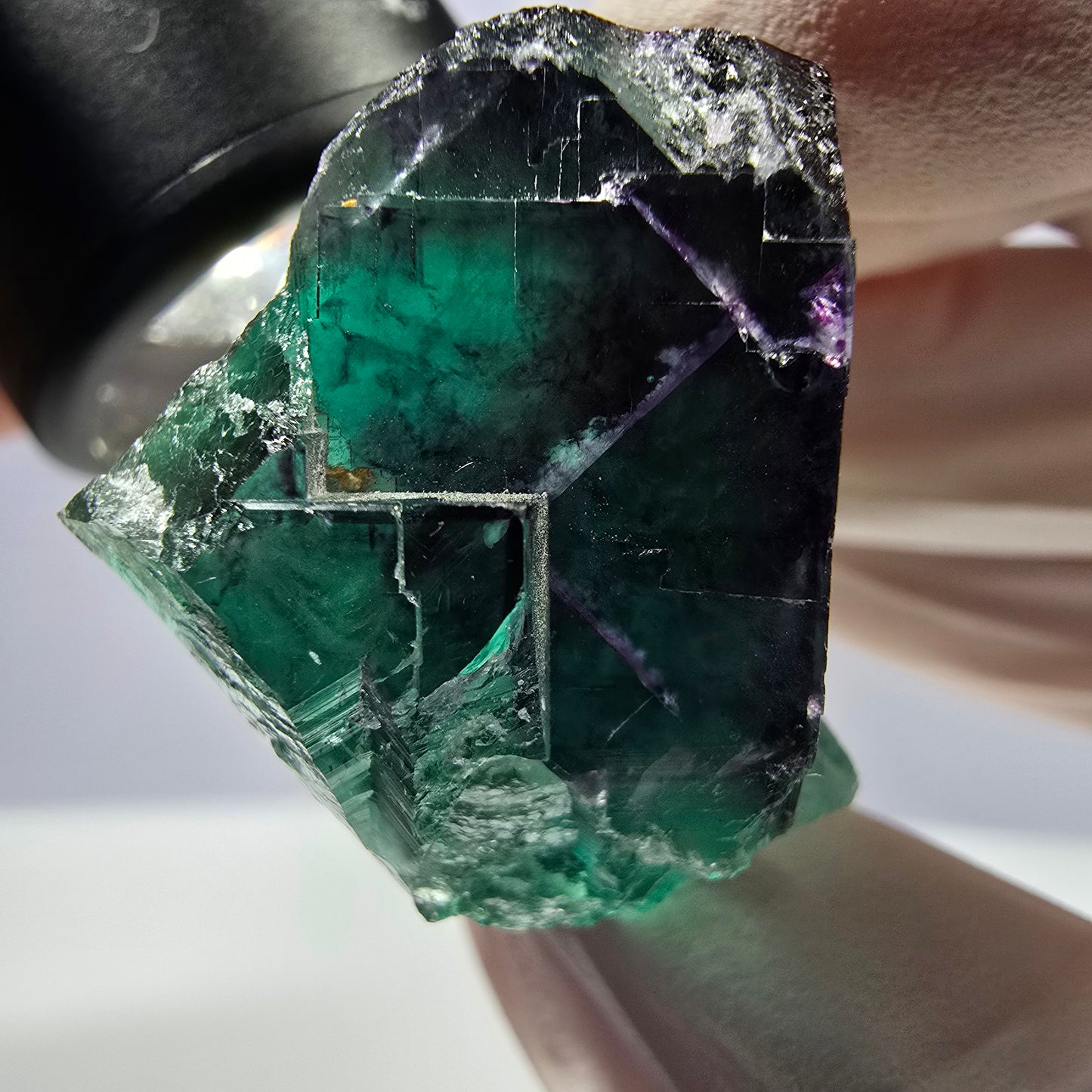 Spécimen de cube de fluorite fantôme parqueté vert violet Okorusu, Namibie 38*29*25 mm