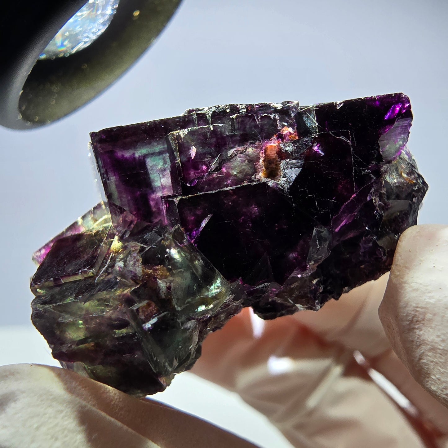 Spécimen de cube de fluorite fantôme parqueté vert violet Okorusu, Namibie 38*36*21 mm