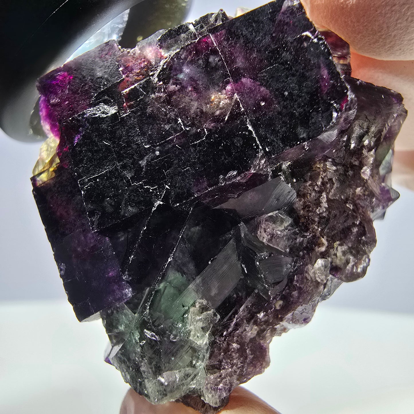 Spécimen de cube de fluorite fantôme parqueté vert violet Okorusu, Namibie 38*36*21 mm