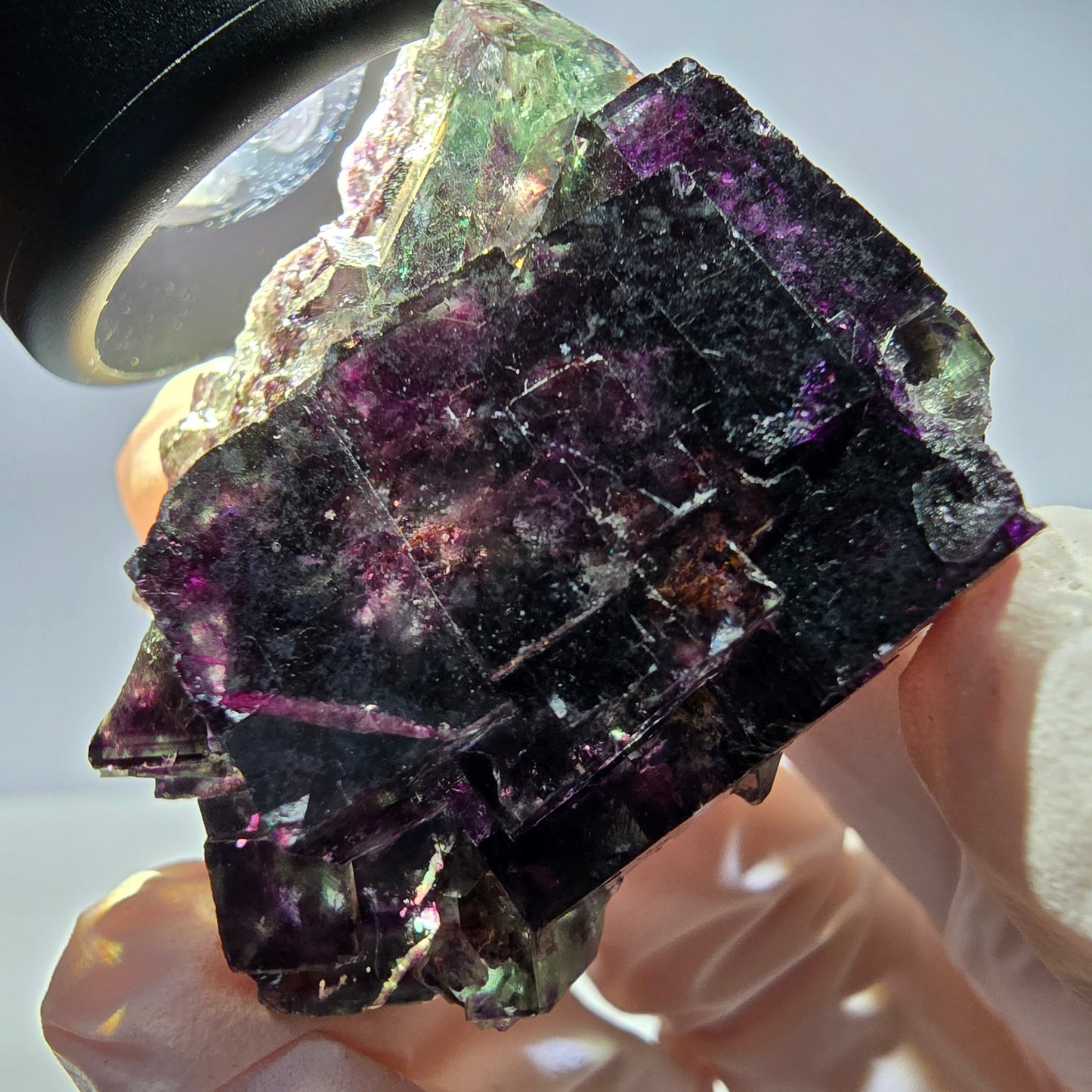Spécimen de cube de fluorite fantôme parqueté vert violet Okorusu, Namibie 38*36*21 mm