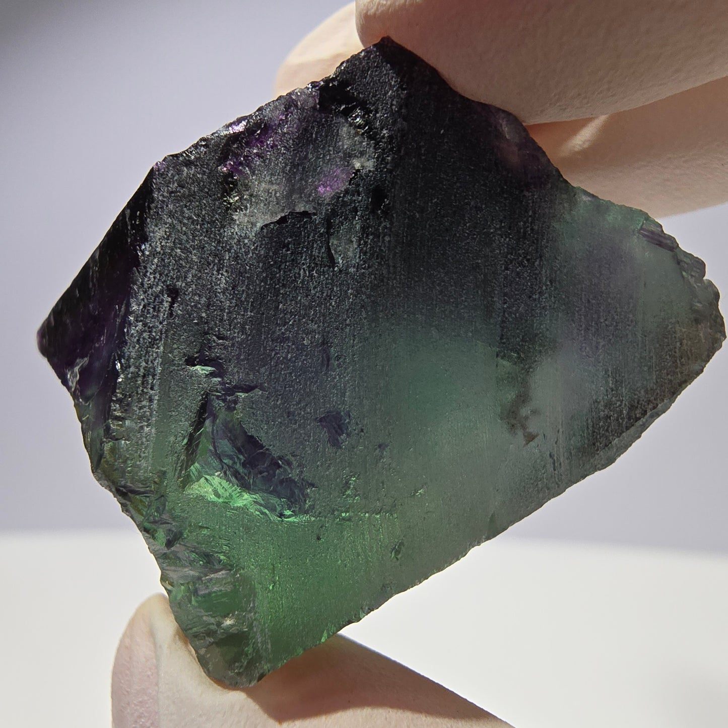 Spécimen de cube de fluorite fantôme parqueté vert violet Okorusu, Namibie 37*26*20 mm