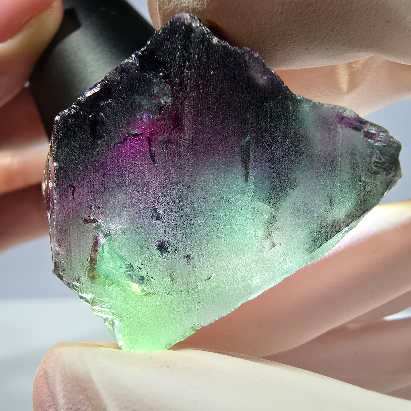 Spécimen de cube de fluorite fantôme parqueté vert violet Okorusu, Namibie 37*26*20 mm