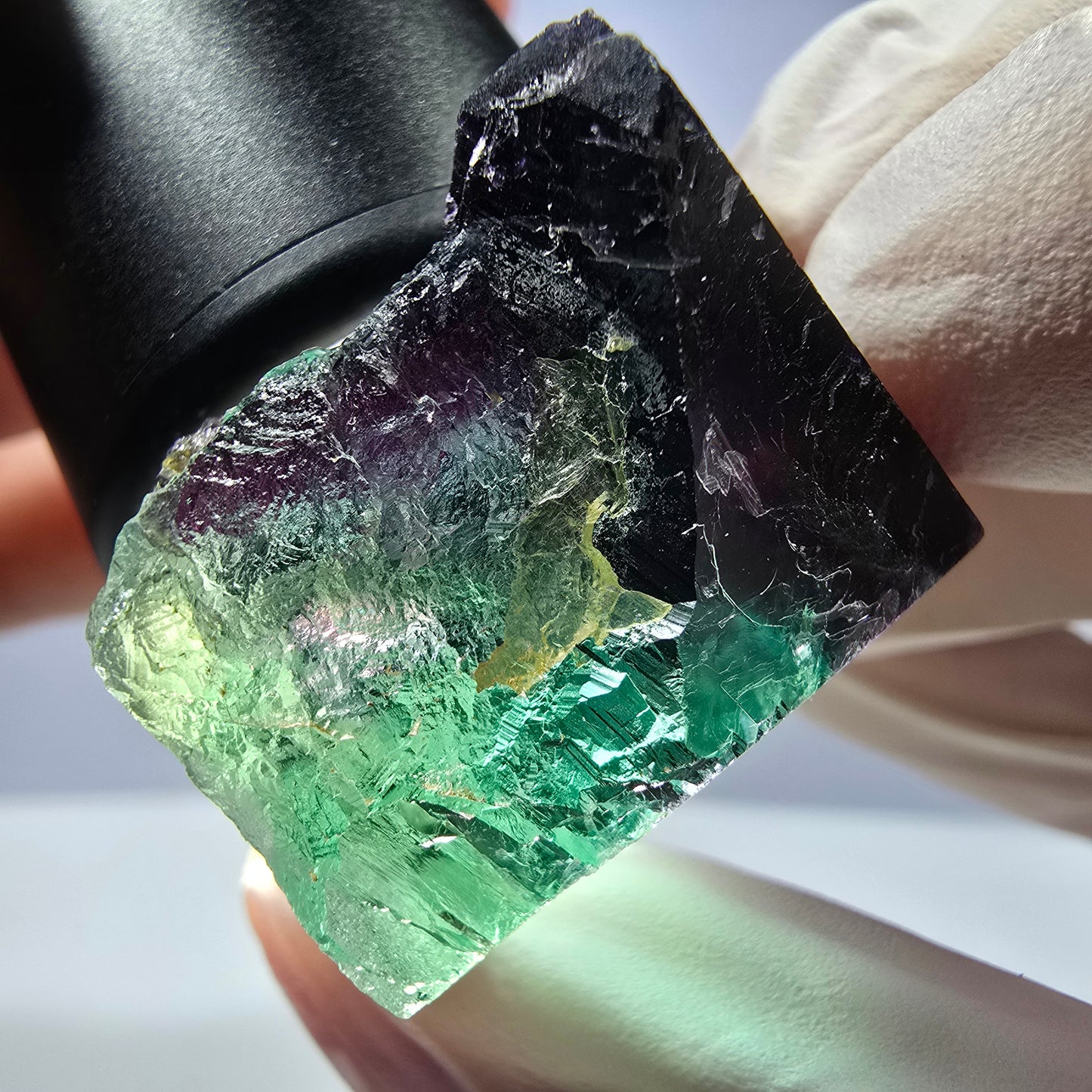 Spécimen de cube de fluorite fantôme parqueté vert violet Okorusu, Namibie 37*26*20 mm
