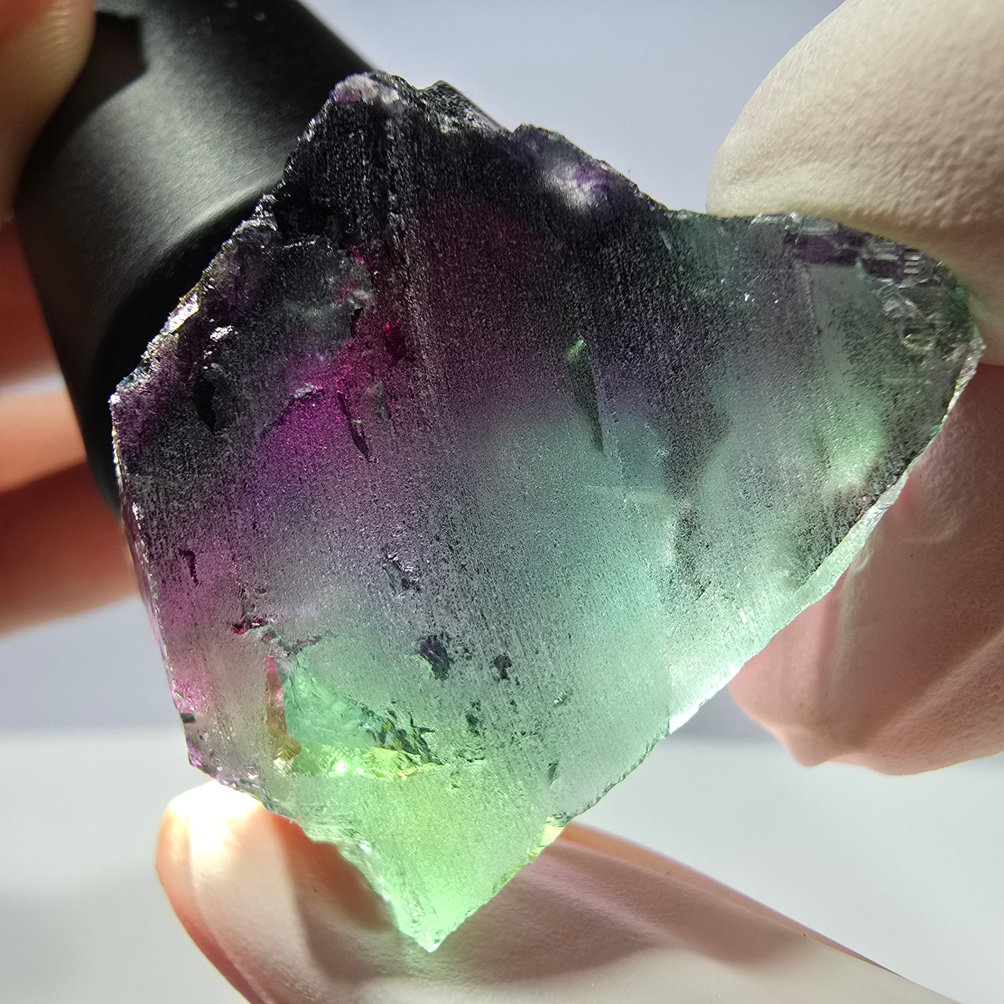 Spécimen de cube de fluorite fantôme parqueté vert violet Okorusu, Namibie 37*26*20 mm