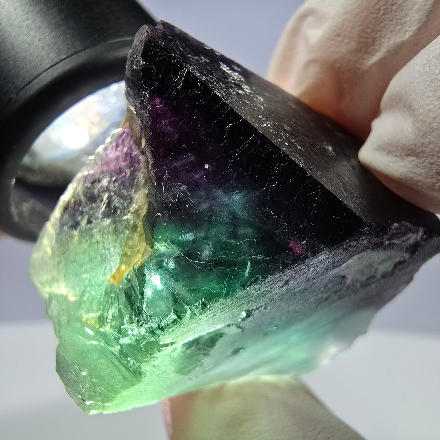 Spécimen de cube de fluorite fantôme parqueté vert violet Okorusu, Namibie 37*26*20 mm