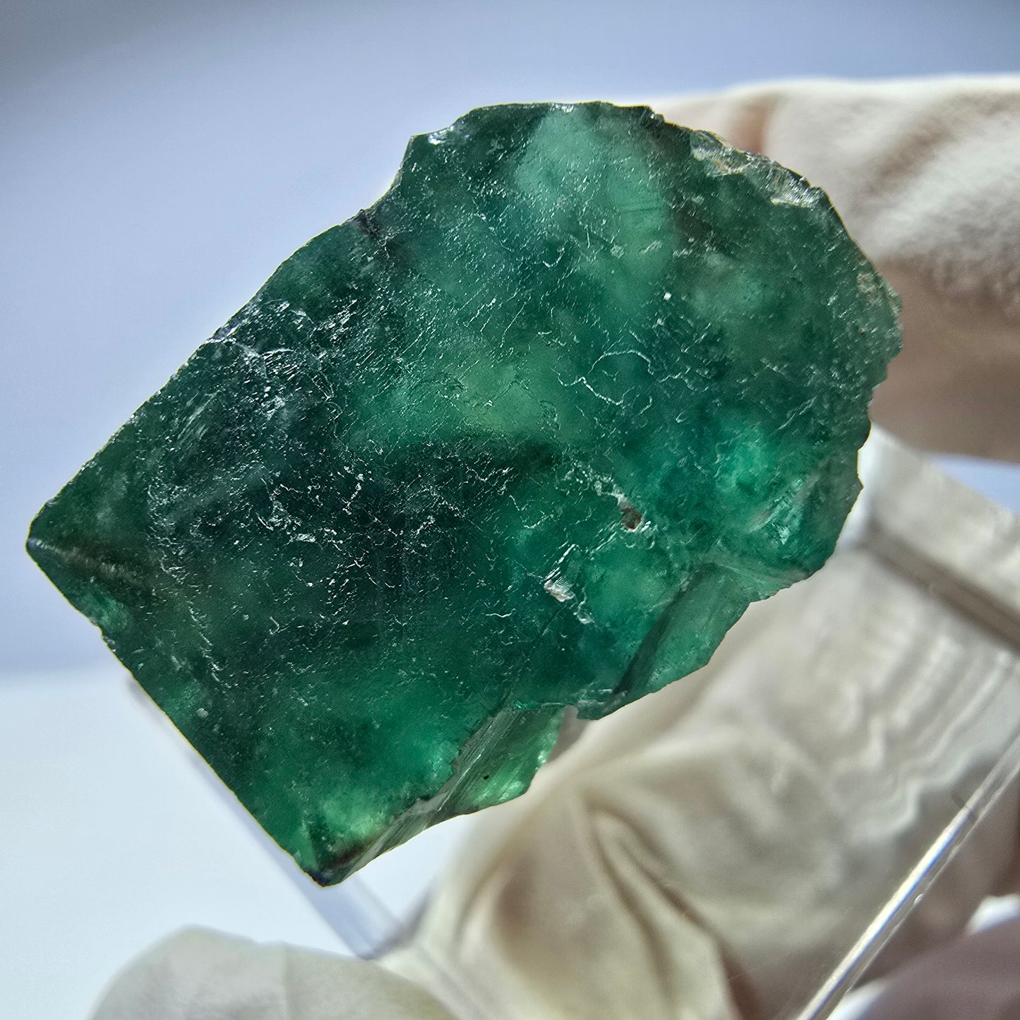 Rare cube de fluorite fantôme parqueté vert Okorusu, Namibie 21*18*12mm