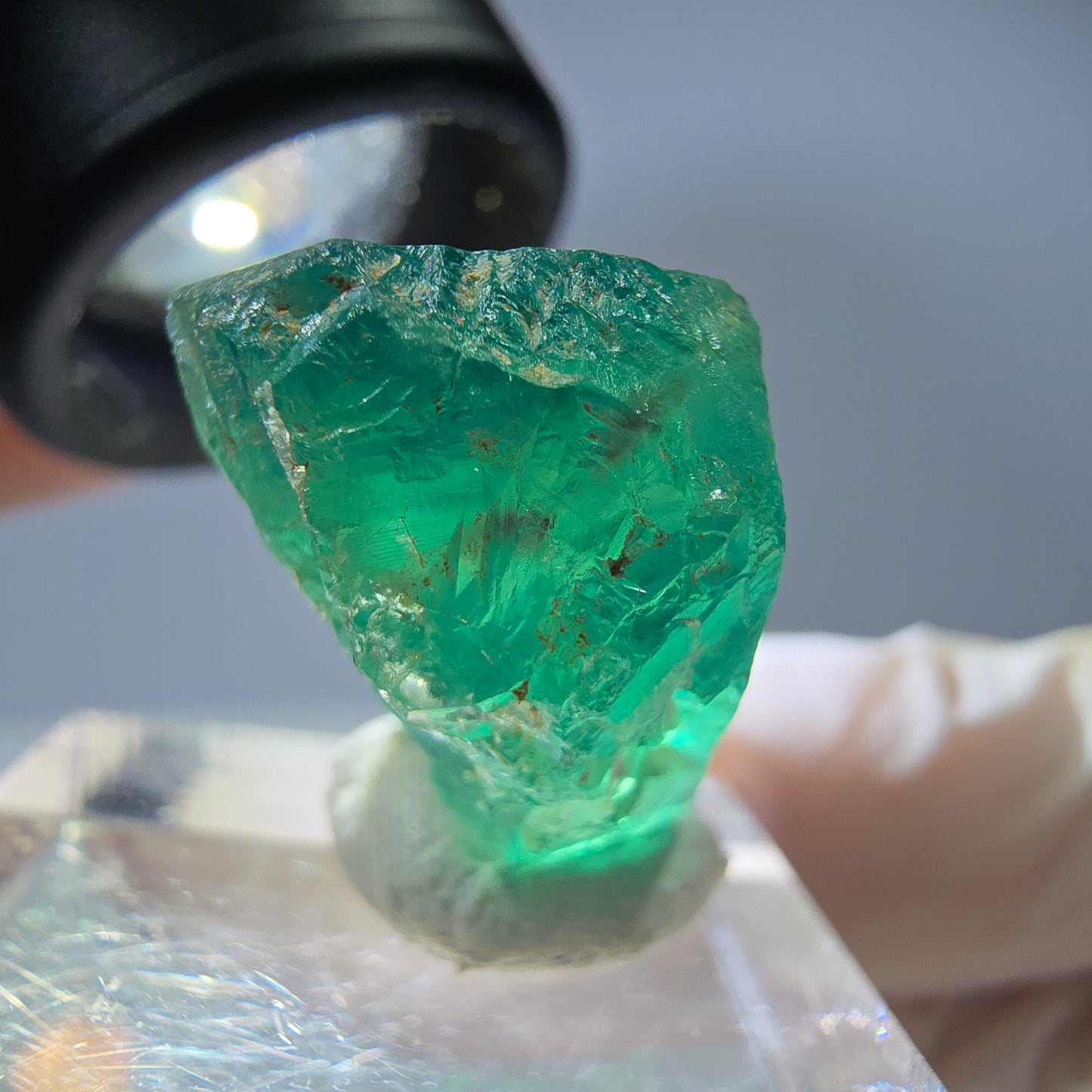 Rare cube de fluorite fantôme parqueté vert Okorusu, Namibie 21*18*12mm