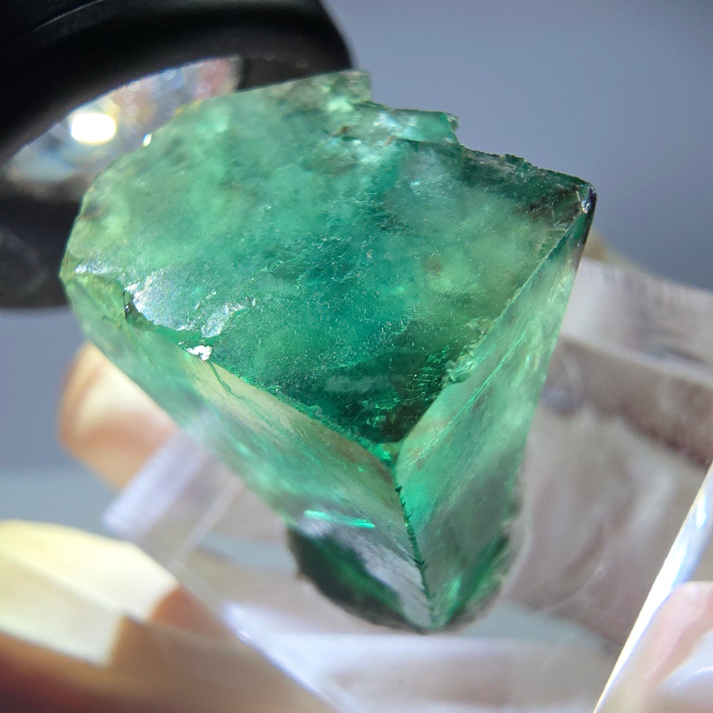 Rare cube de fluorite fantôme parqueté vert Okorusu, Namibie 21*18*12mm