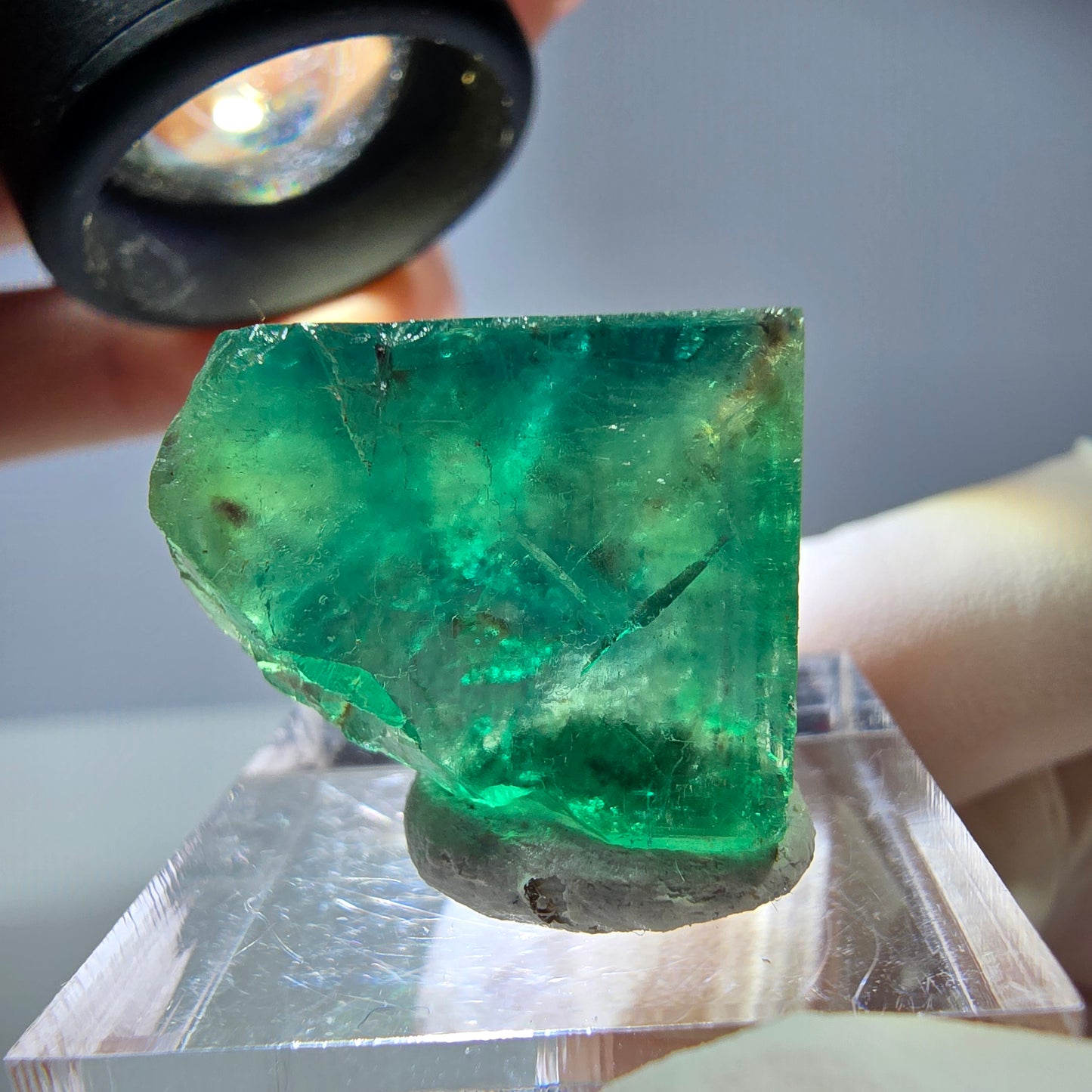 Rare cube de fluorite fantôme parqueté vert Okorusu, Namibie 21*18*12mm